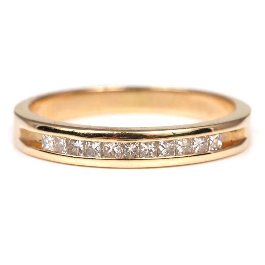 14K Yellow Gold Channel Set Diamond Band