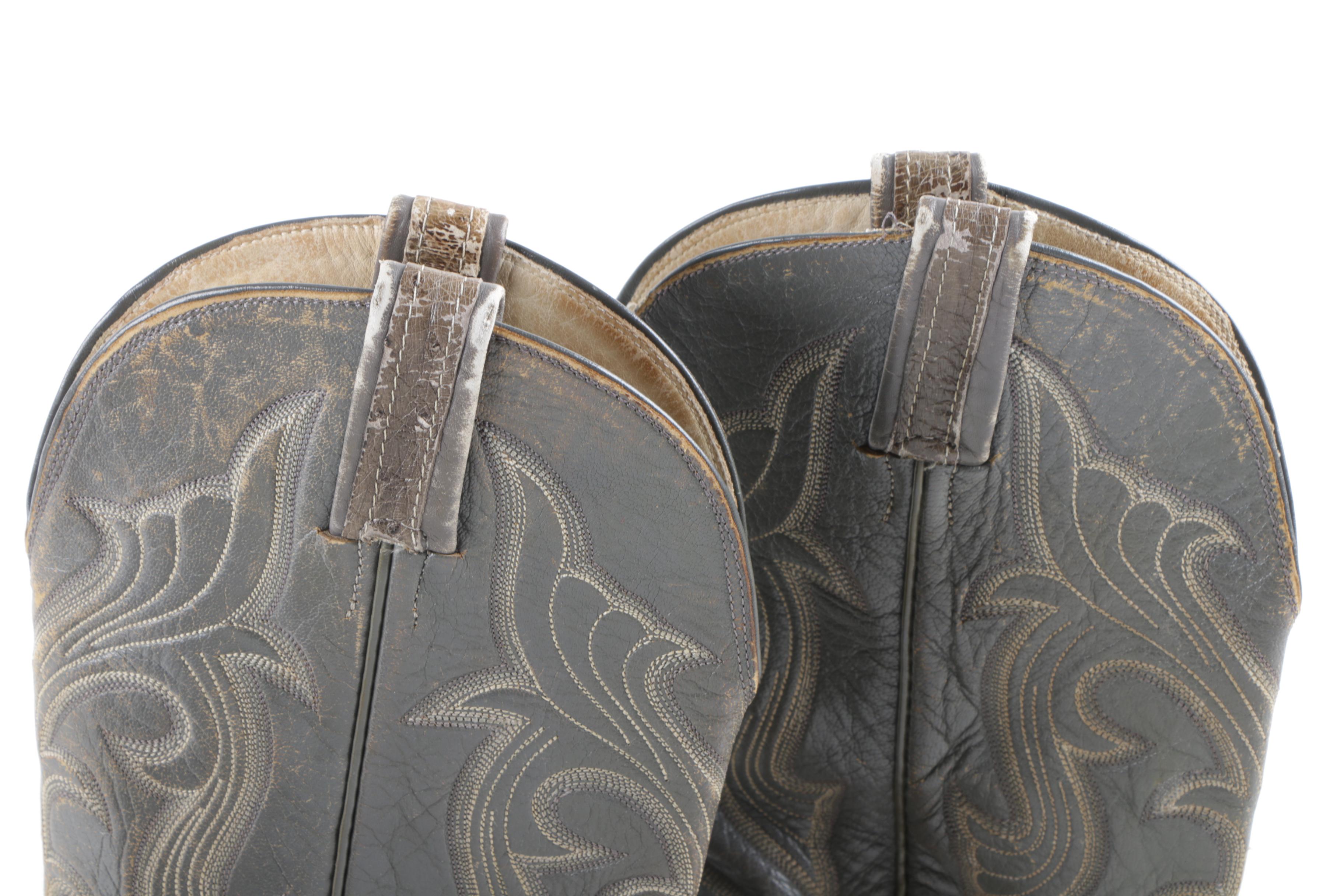 Men's Vintage Hondo Boots and Justin Ostrich and Leather Cowboy Boots