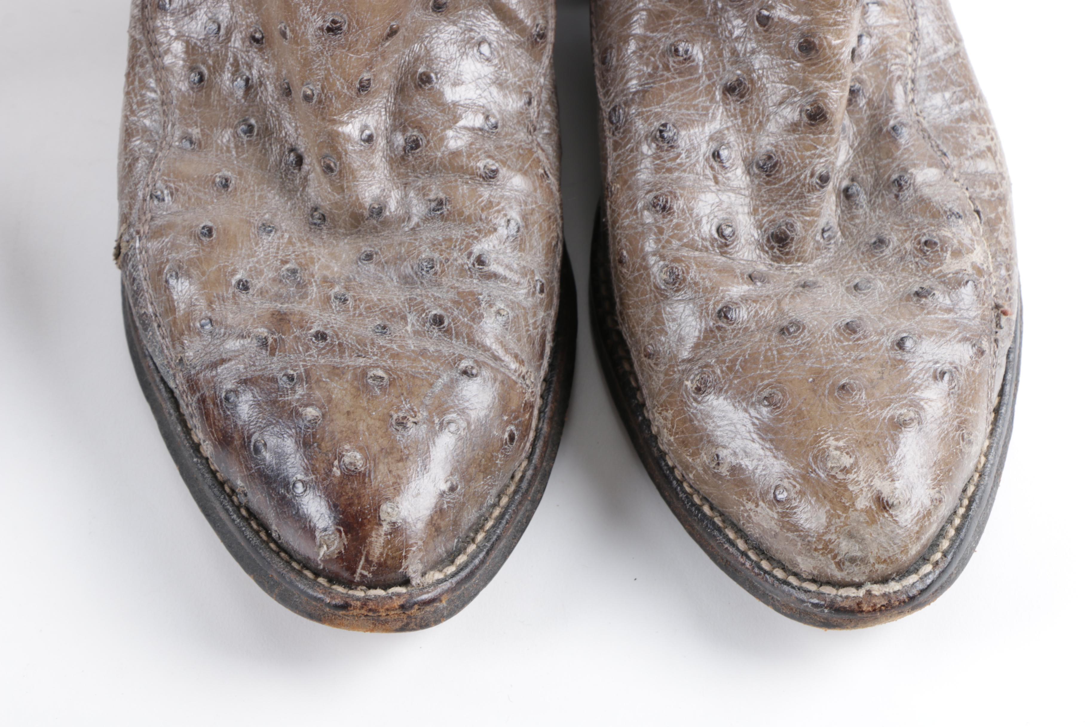 Men's Vintage Hondo Boots and Justin Ostrich and Leather Cowboy Boots