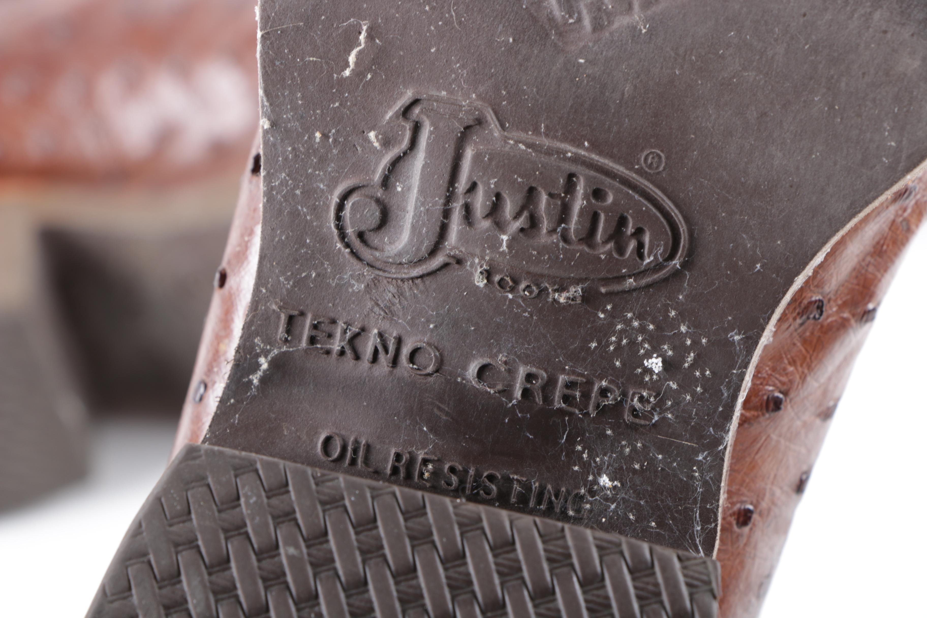 Men's Vintage Hondo Boots and Justin Ostrich and Leather Cowboy Boots