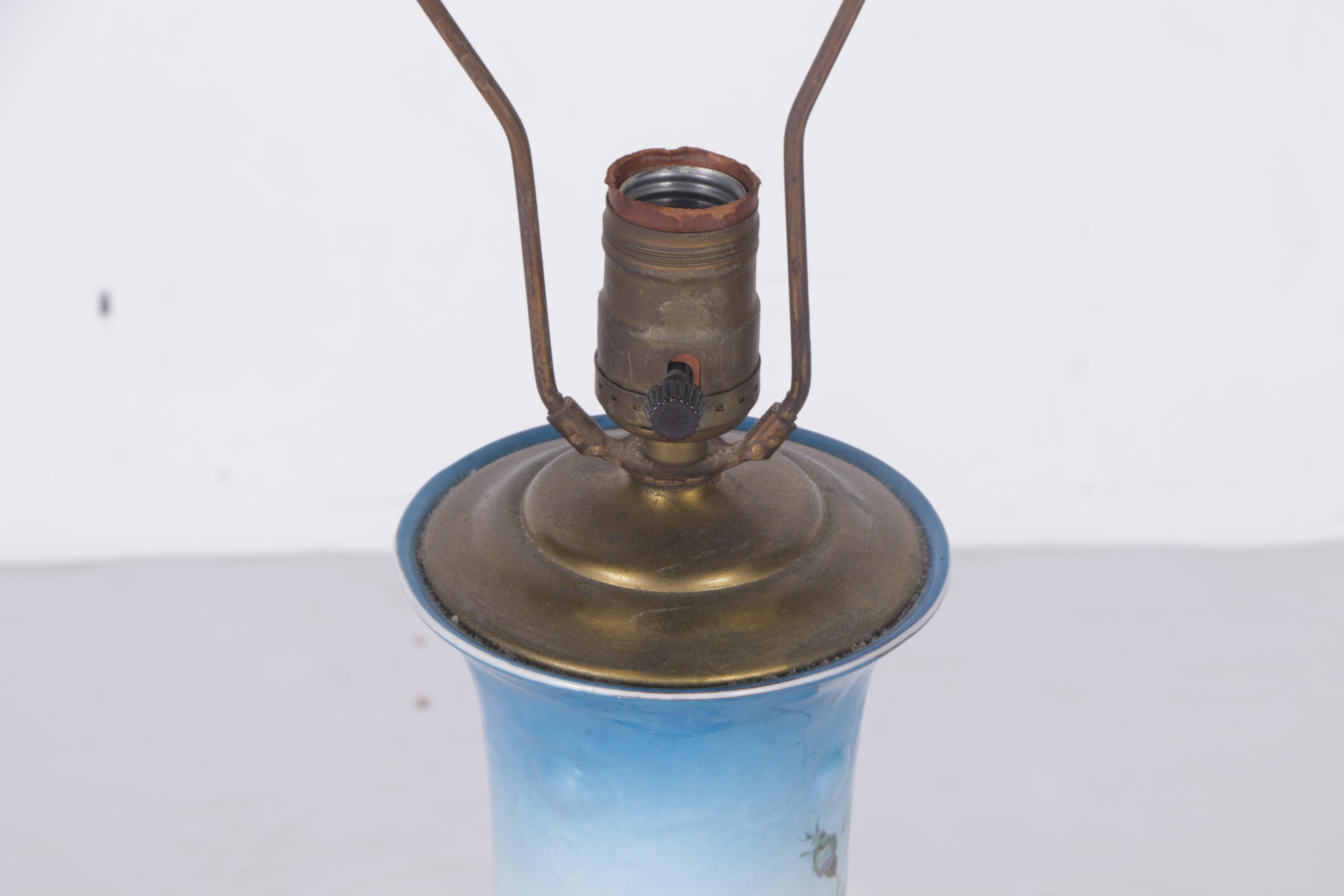 Vintage Ceramic and Brass Floral Table Lamp