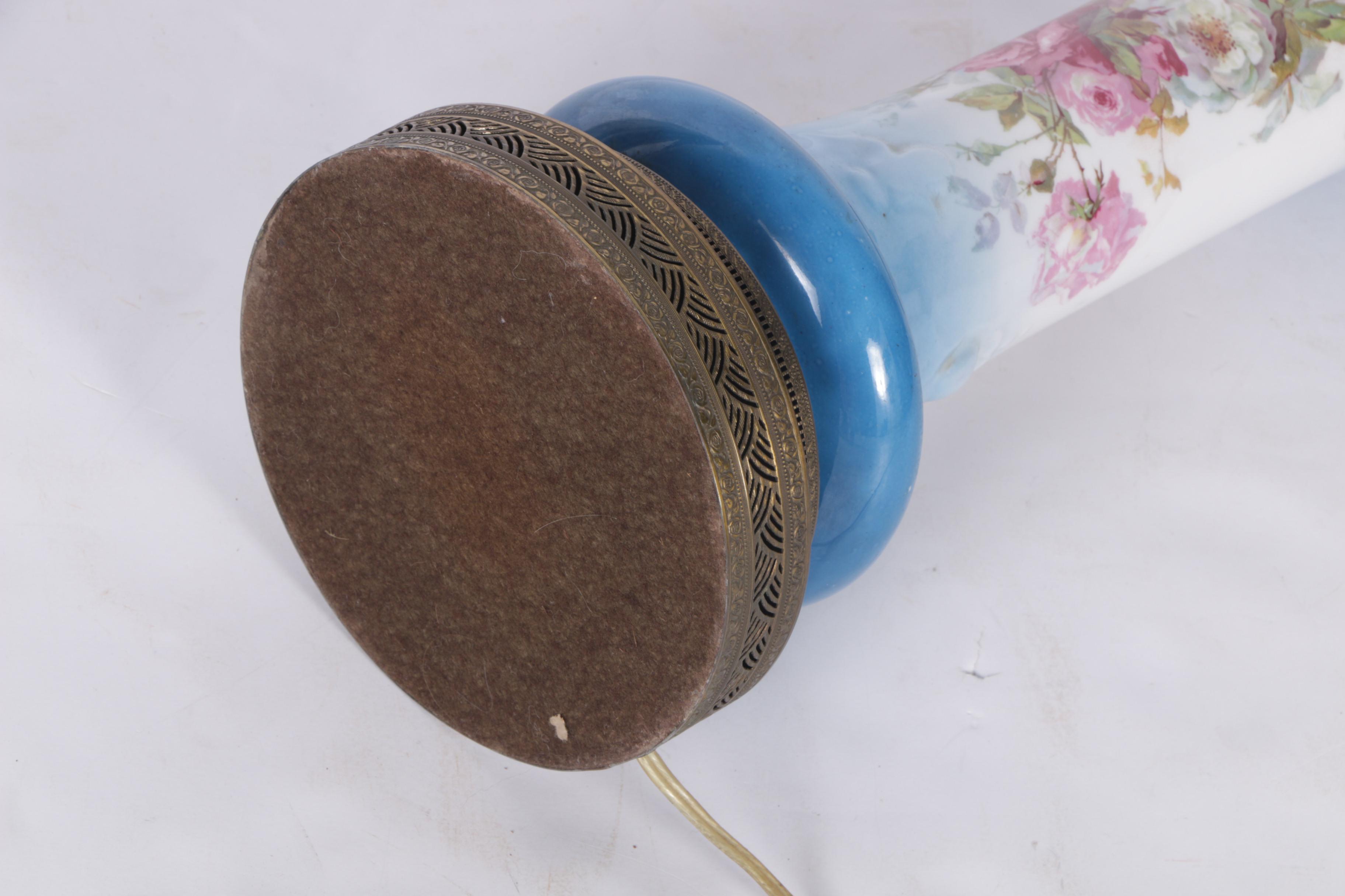 Vintage Ceramic and Brass Floral Table Lamp