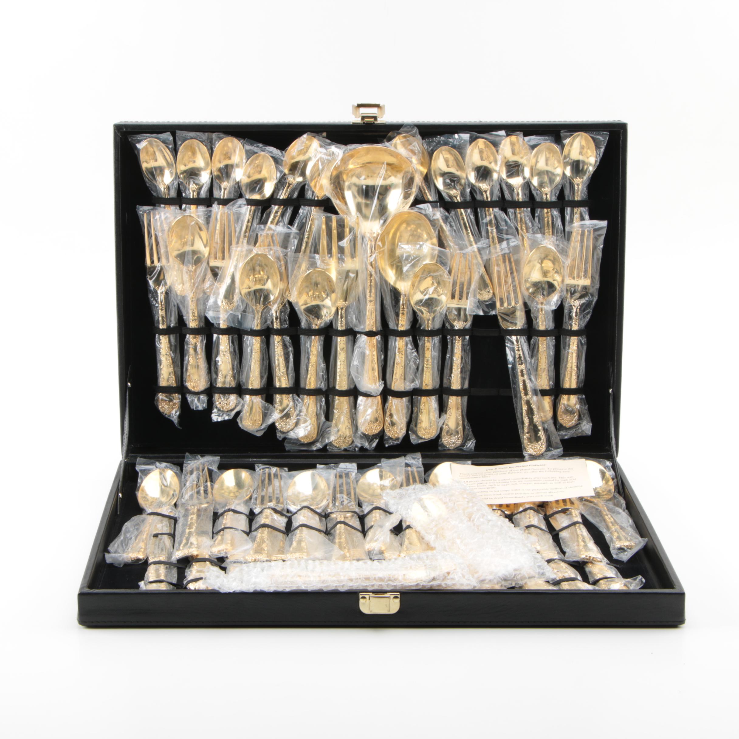 Wm. Rogers & Sons "Golden Enchanted Rose" Gold Plated Flatware