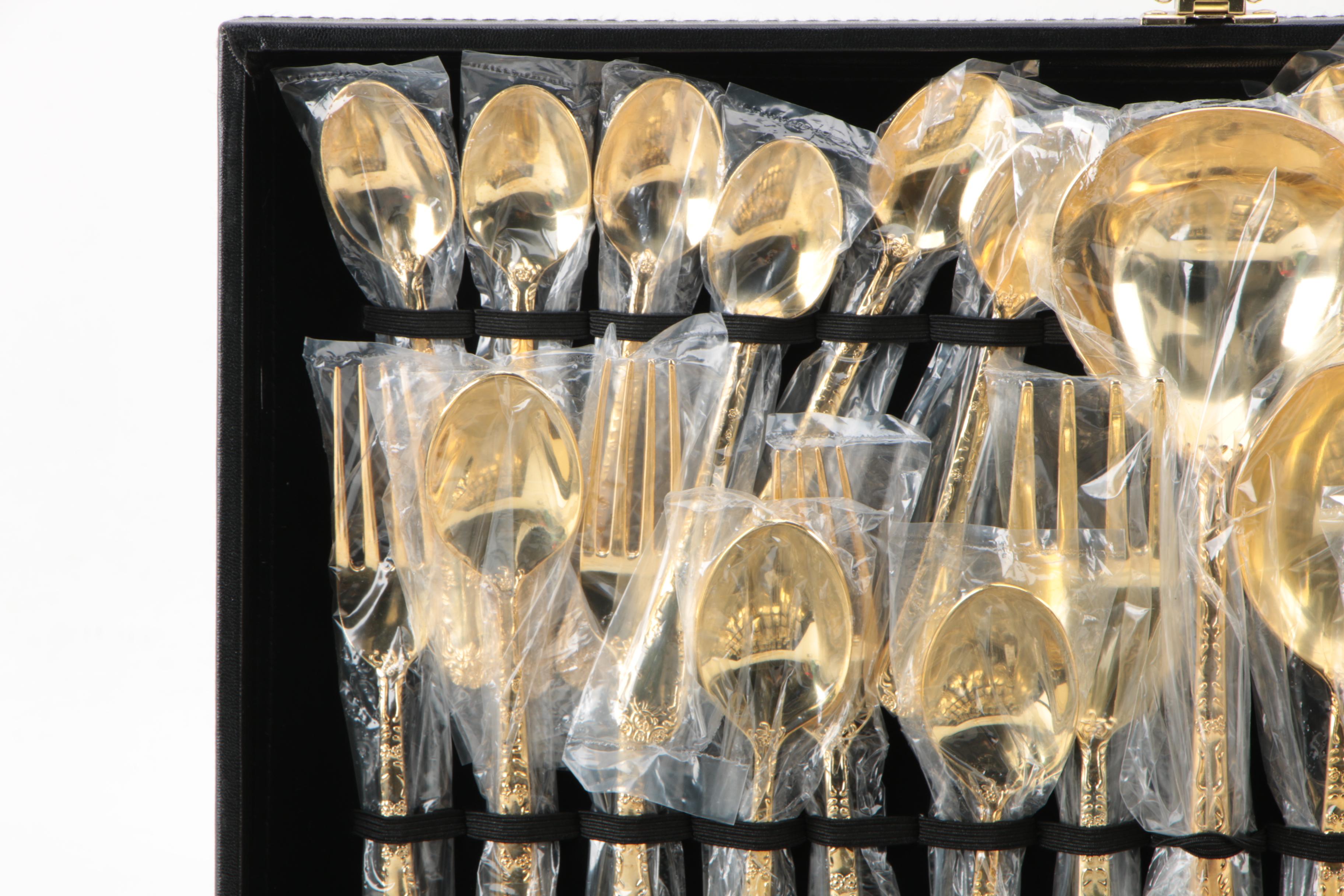 Wm. Rogers & Sons "Golden Enchanted Rose" Gold Plated Flatware