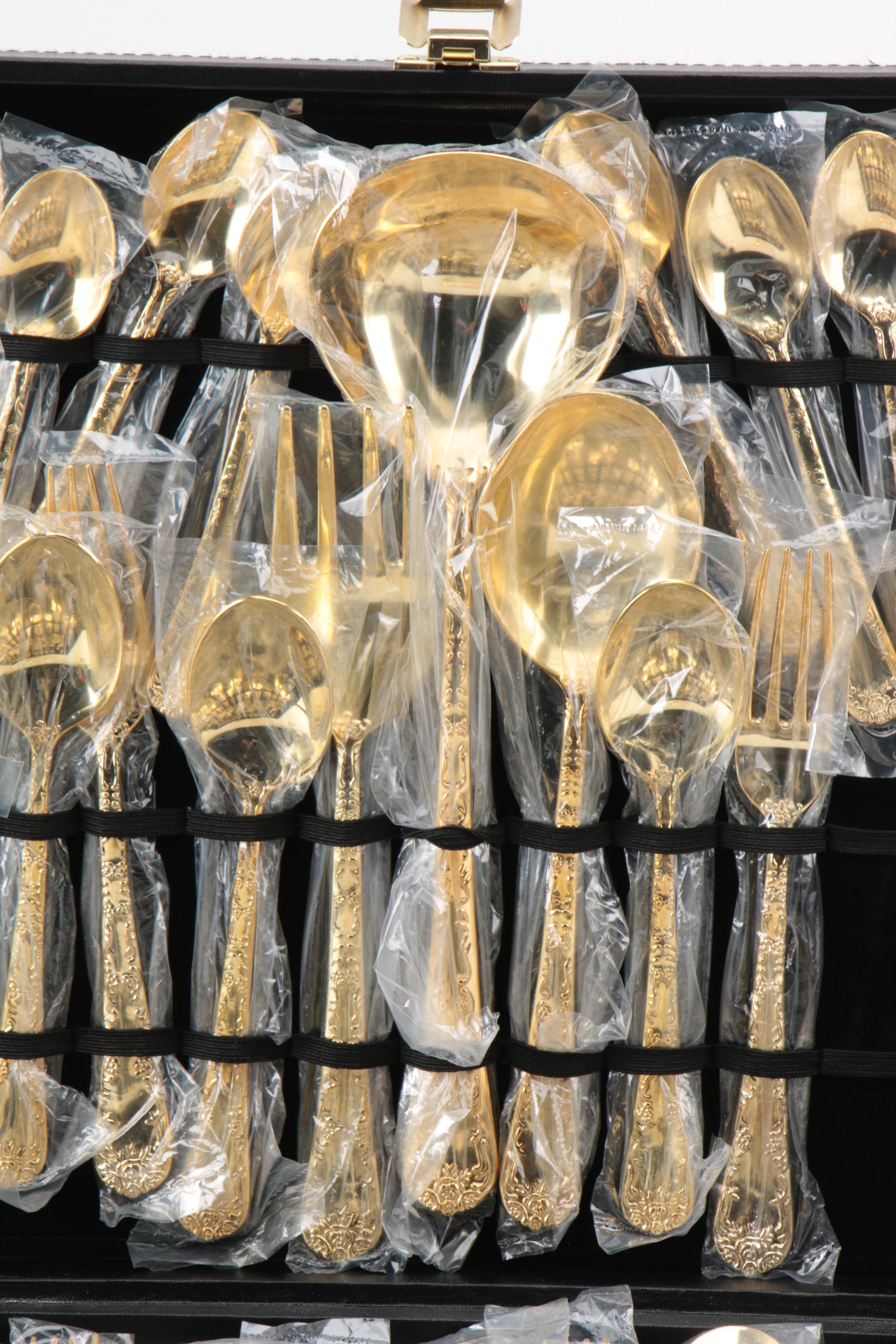 Wm. Rogers & Sons "Golden Enchanted Rose" Gold Plated Flatware