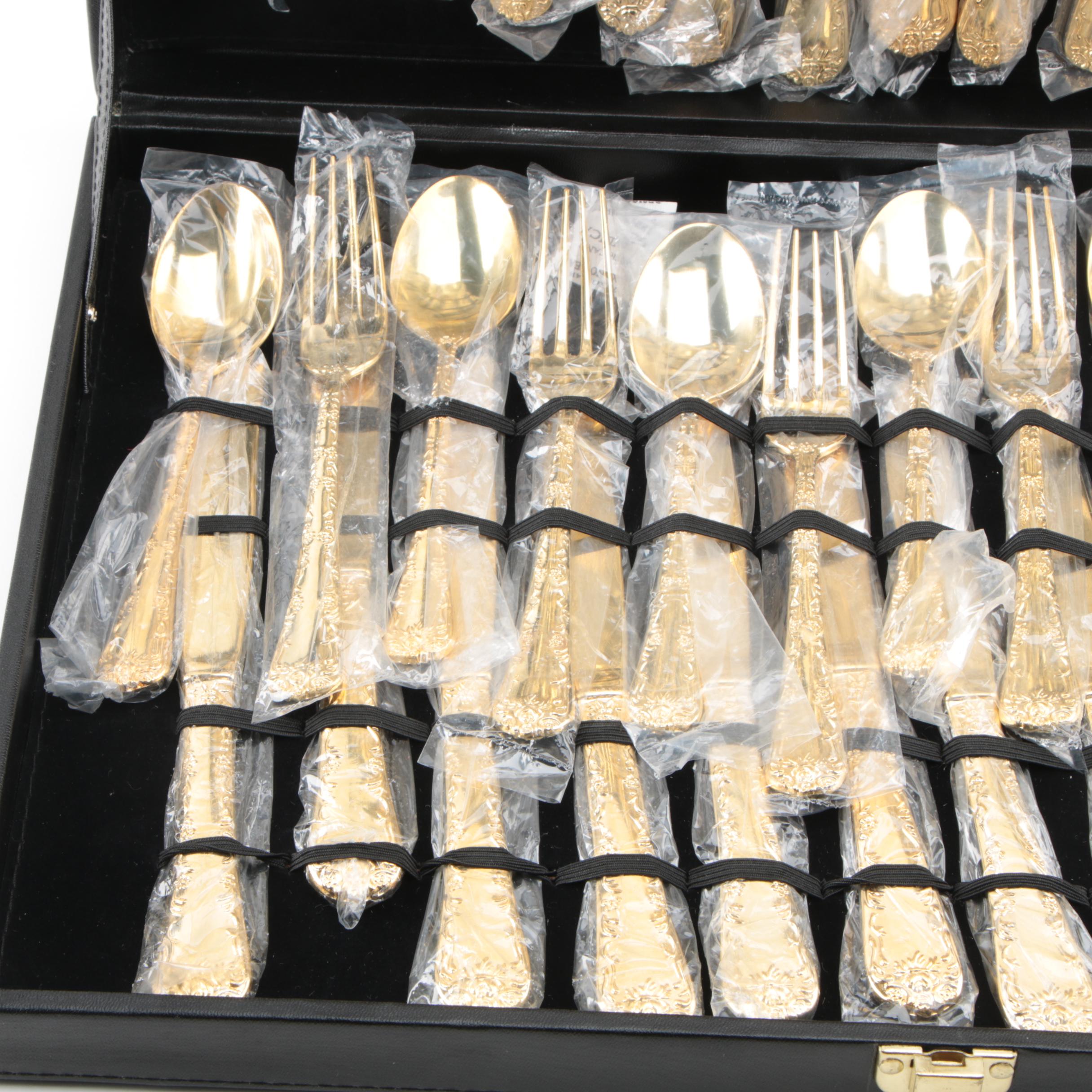 Wm. Rogers & Sons "Golden Enchanted Rose" Gold Plated Flatware