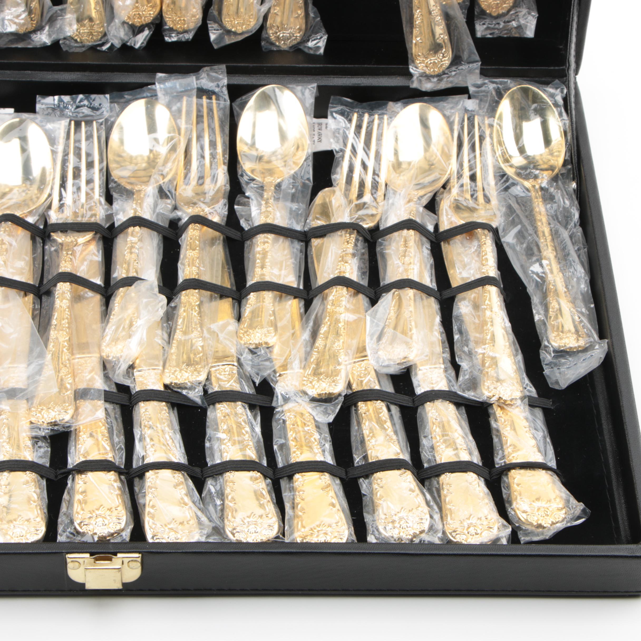 Wm. Rogers & Sons "Golden Enchanted Rose" Gold Plated Flatware