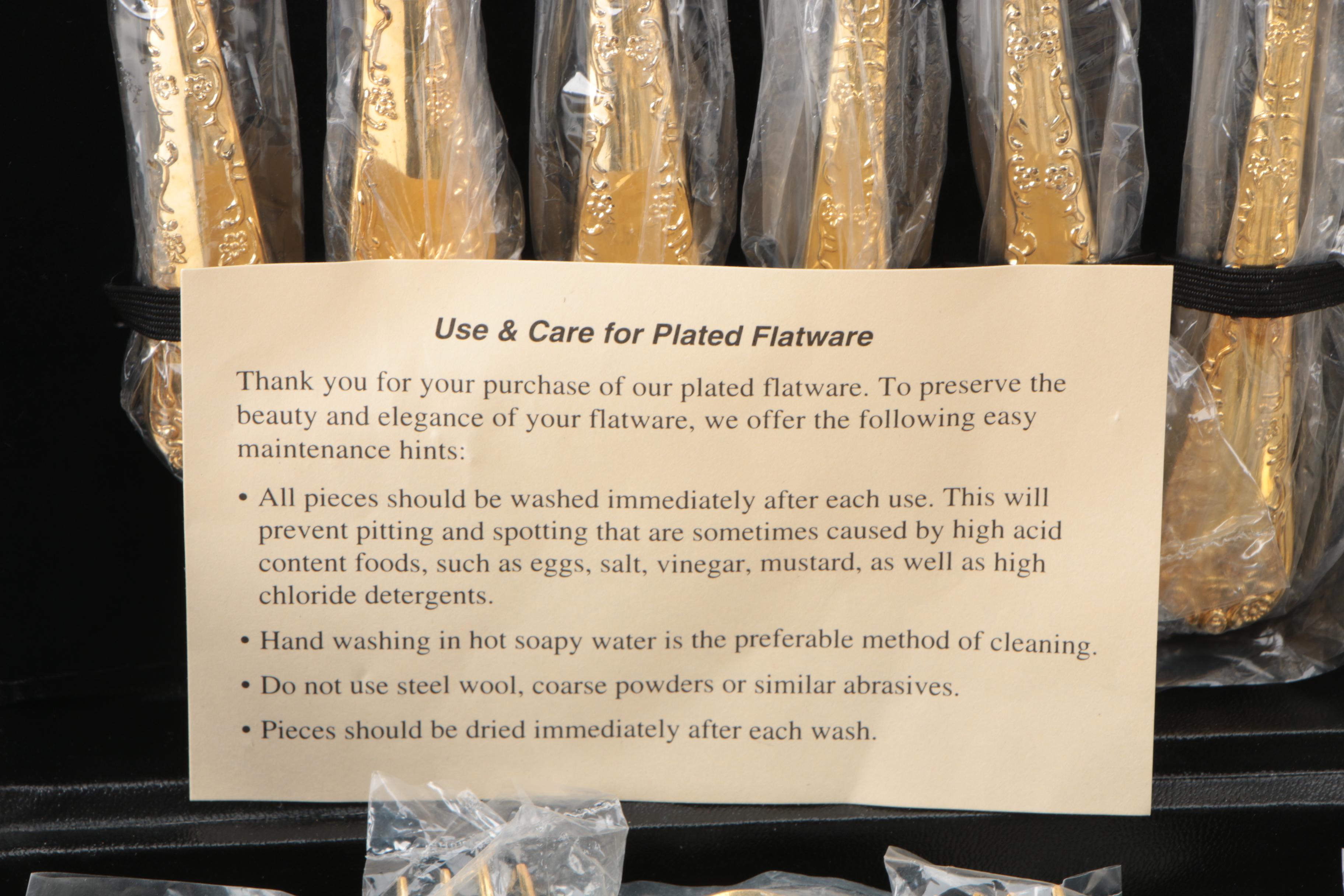Wm. Rogers & Sons "Golden Enchanted Rose" Gold Plated Flatware