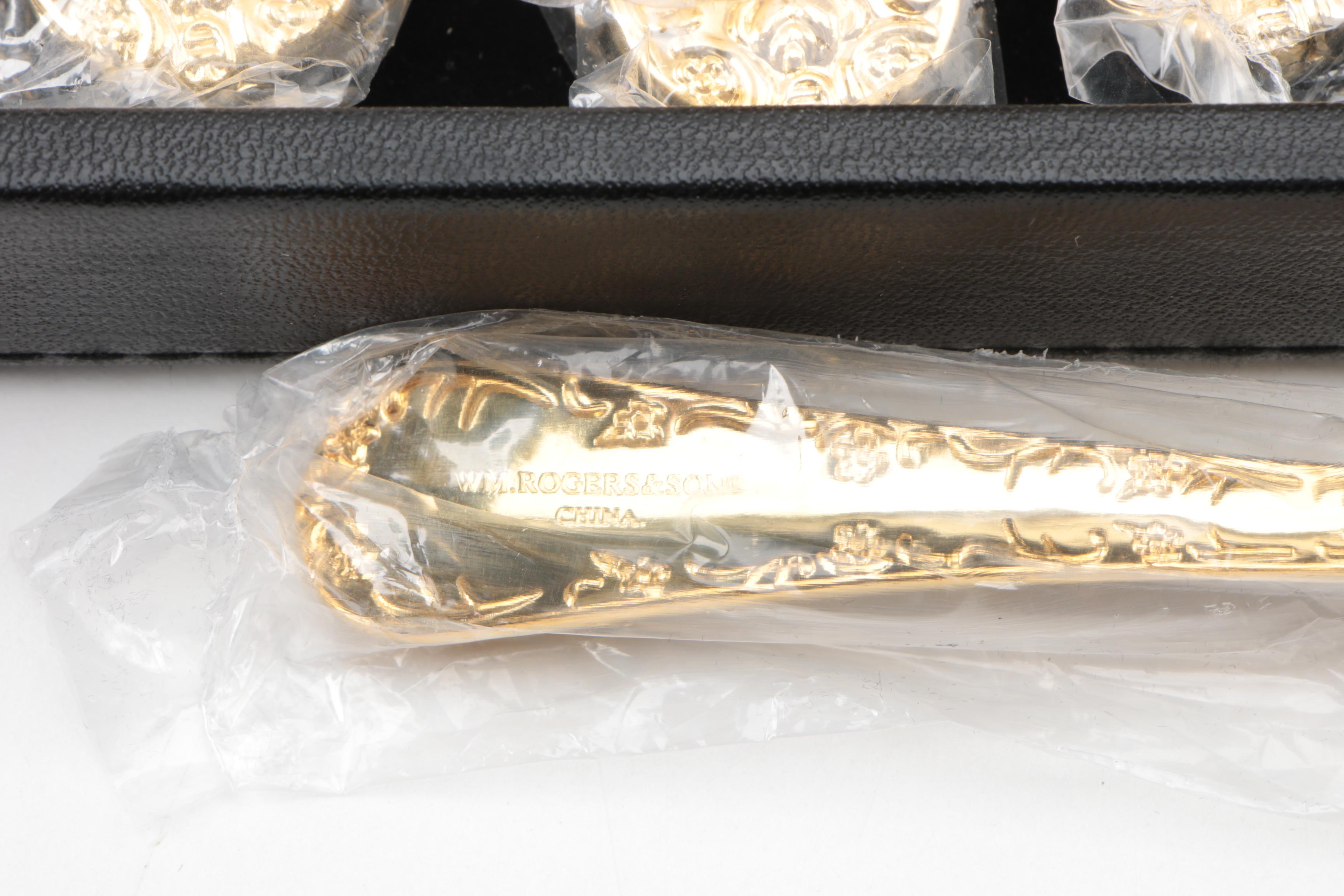 Wm. Rogers & Sons "Golden Enchanted Rose" Gold Plated Flatware