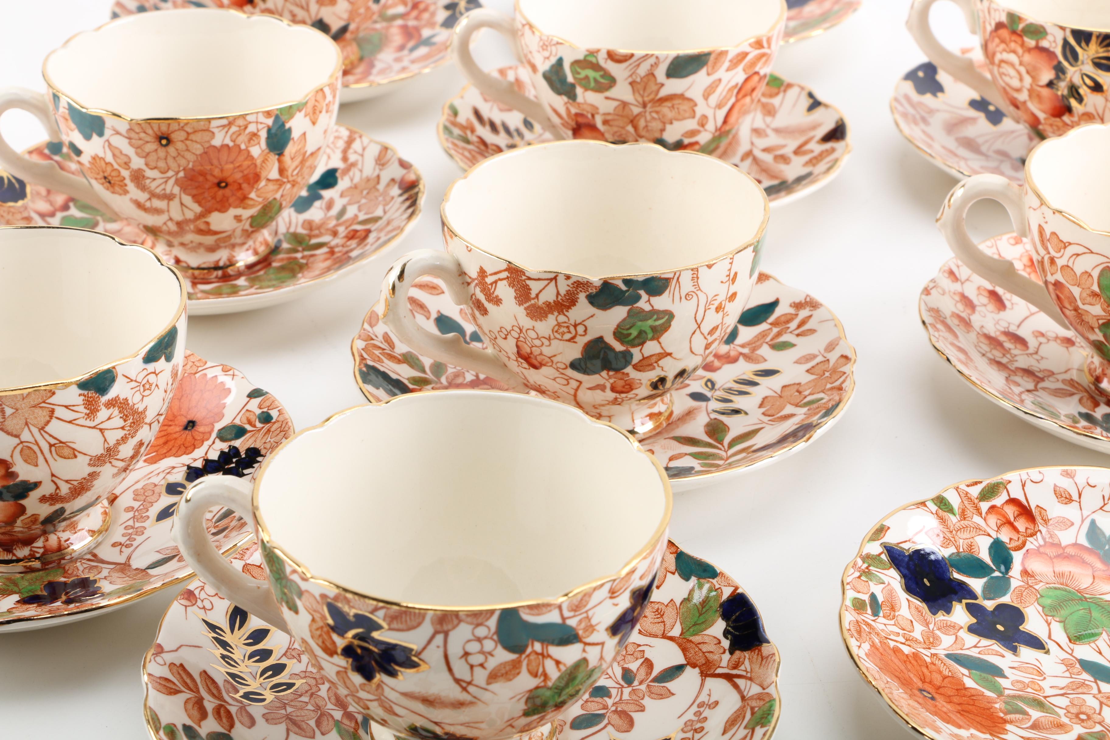 Vintage Royal Cauldon "Bittersweet" Porcelain Teacups and Saucers