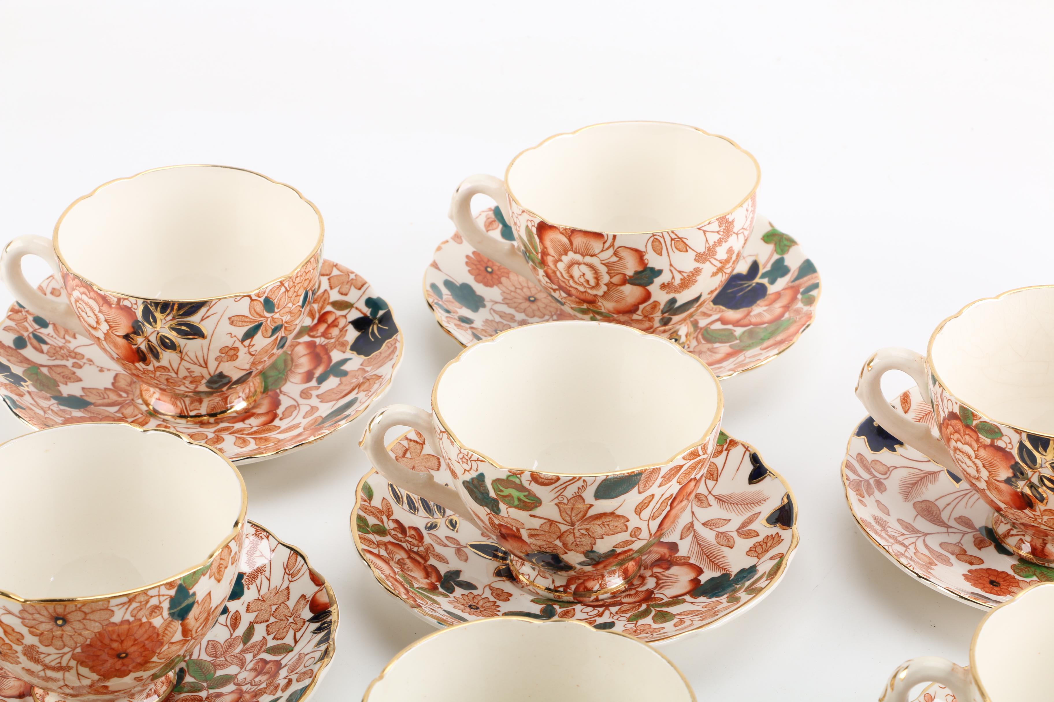 Vintage Royal Cauldon "Bittersweet" Porcelain Teacups and Saucers