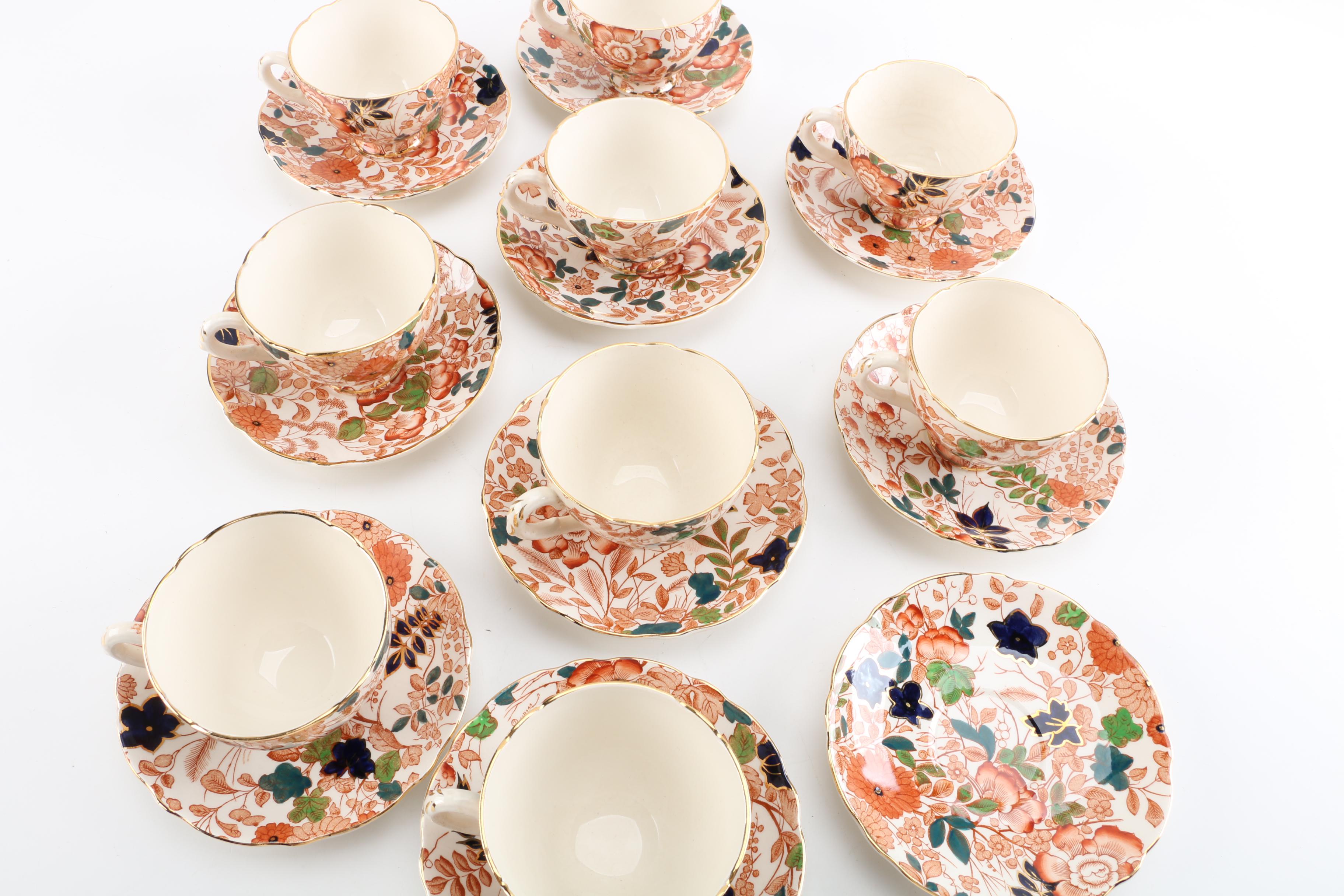 Vintage Royal Cauldon "Bittersweet" Porcelain Teacups and Saucers