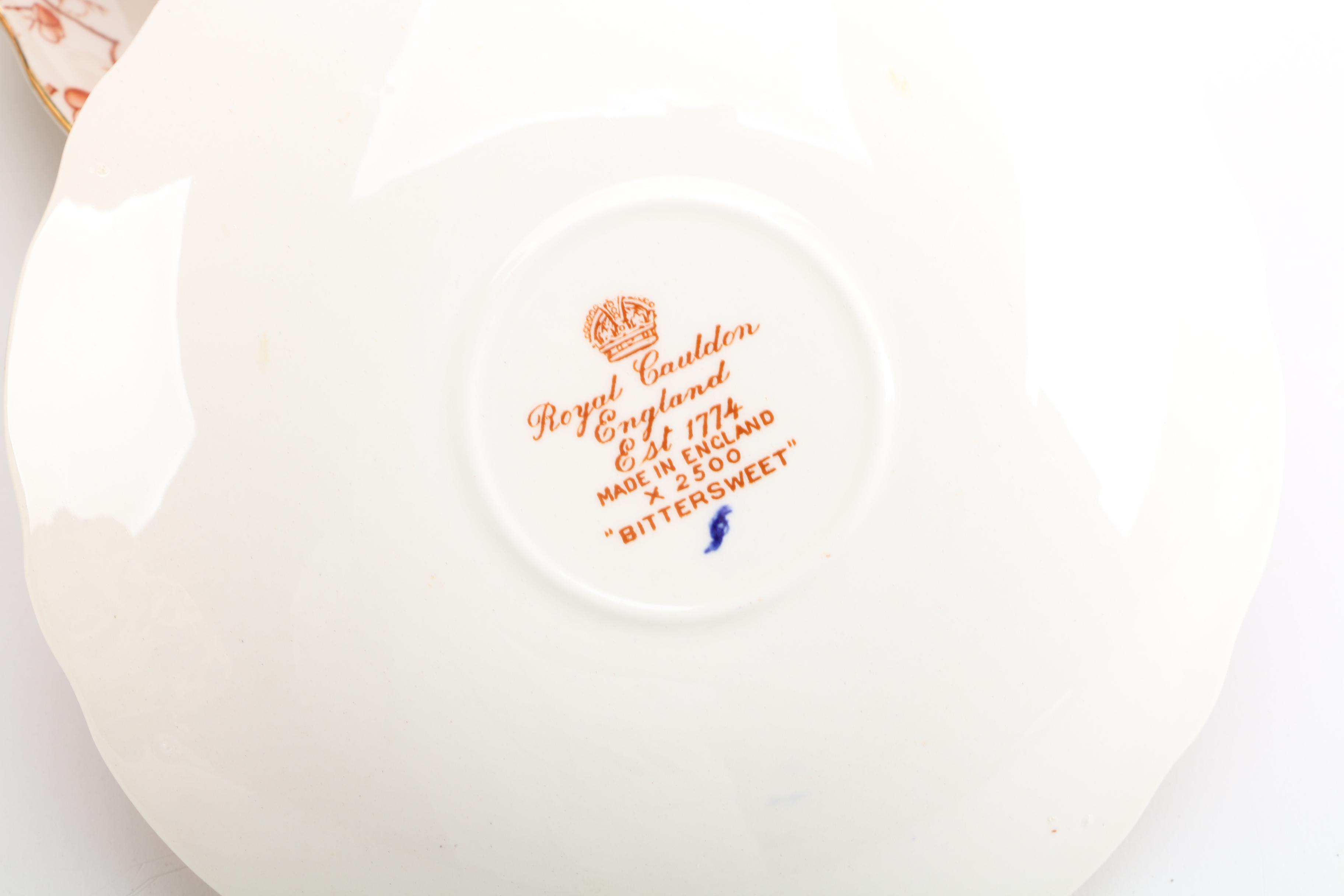 Vintage Royal Cauldon "Bittersweet" Porcelain Teacups and Saucers