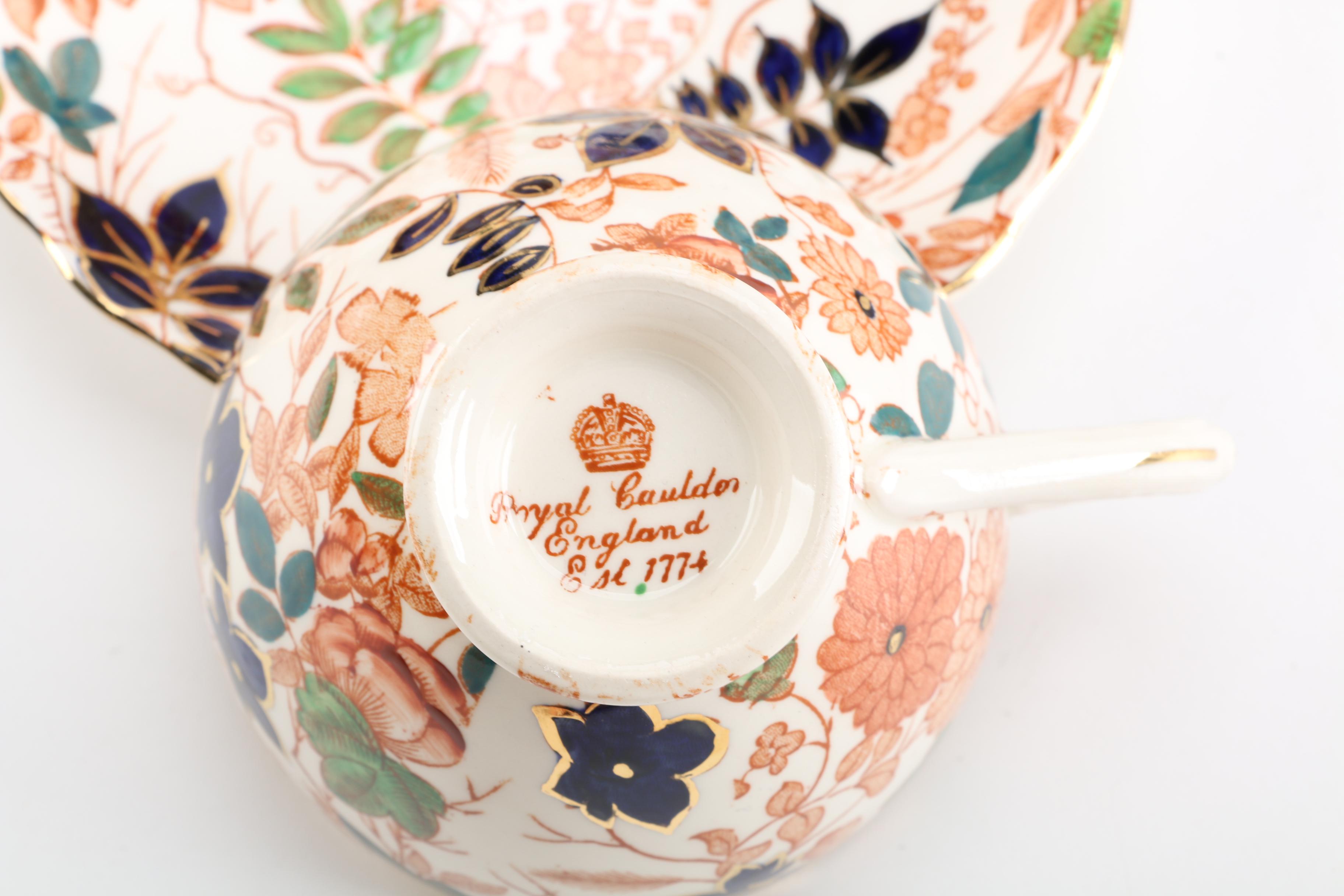 Vintage Royal Cauldon "Bittersweet" Porcelain Teacups and Saucers