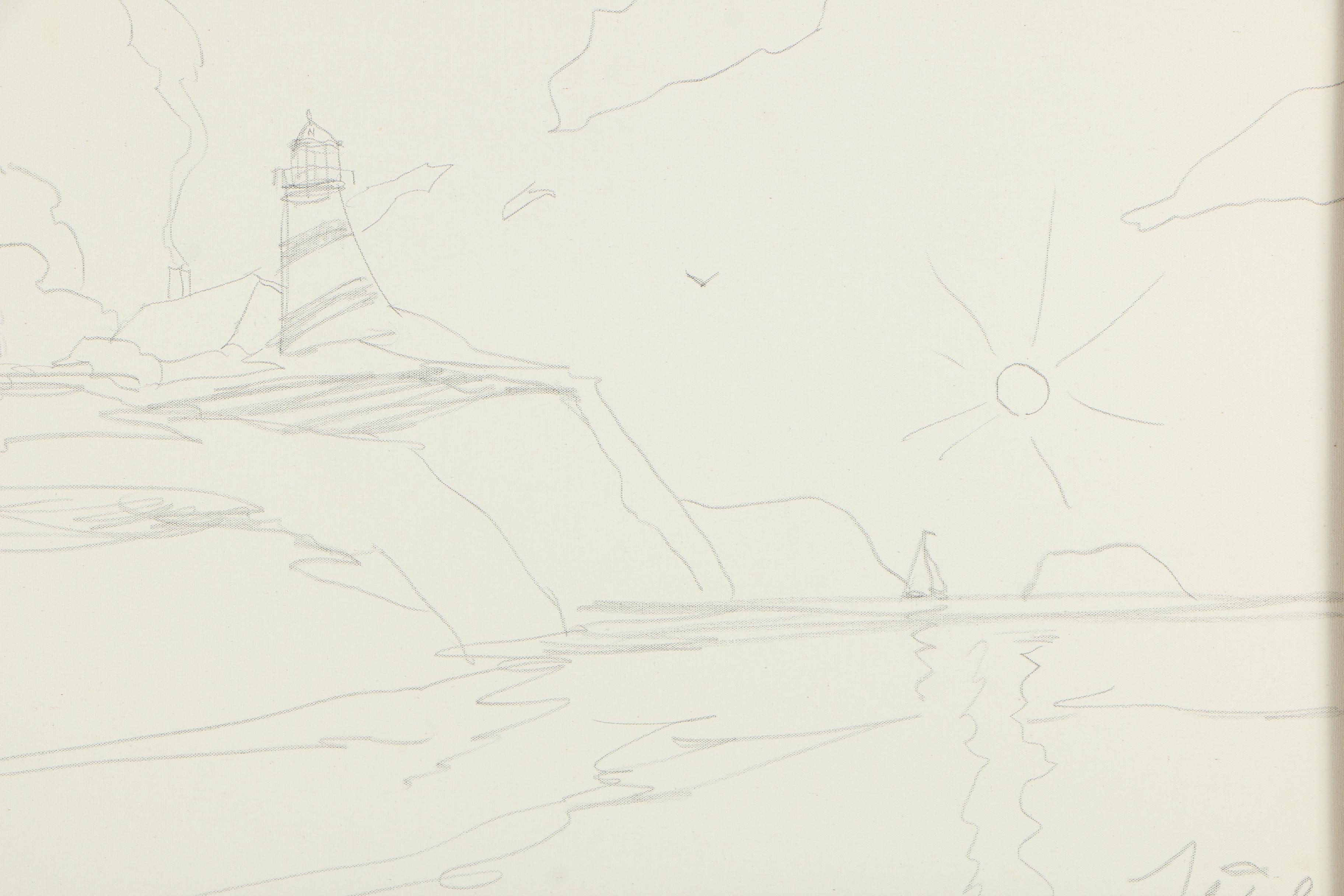 Thomas Kinkade-Attributed Graphite Sketch on Canvas