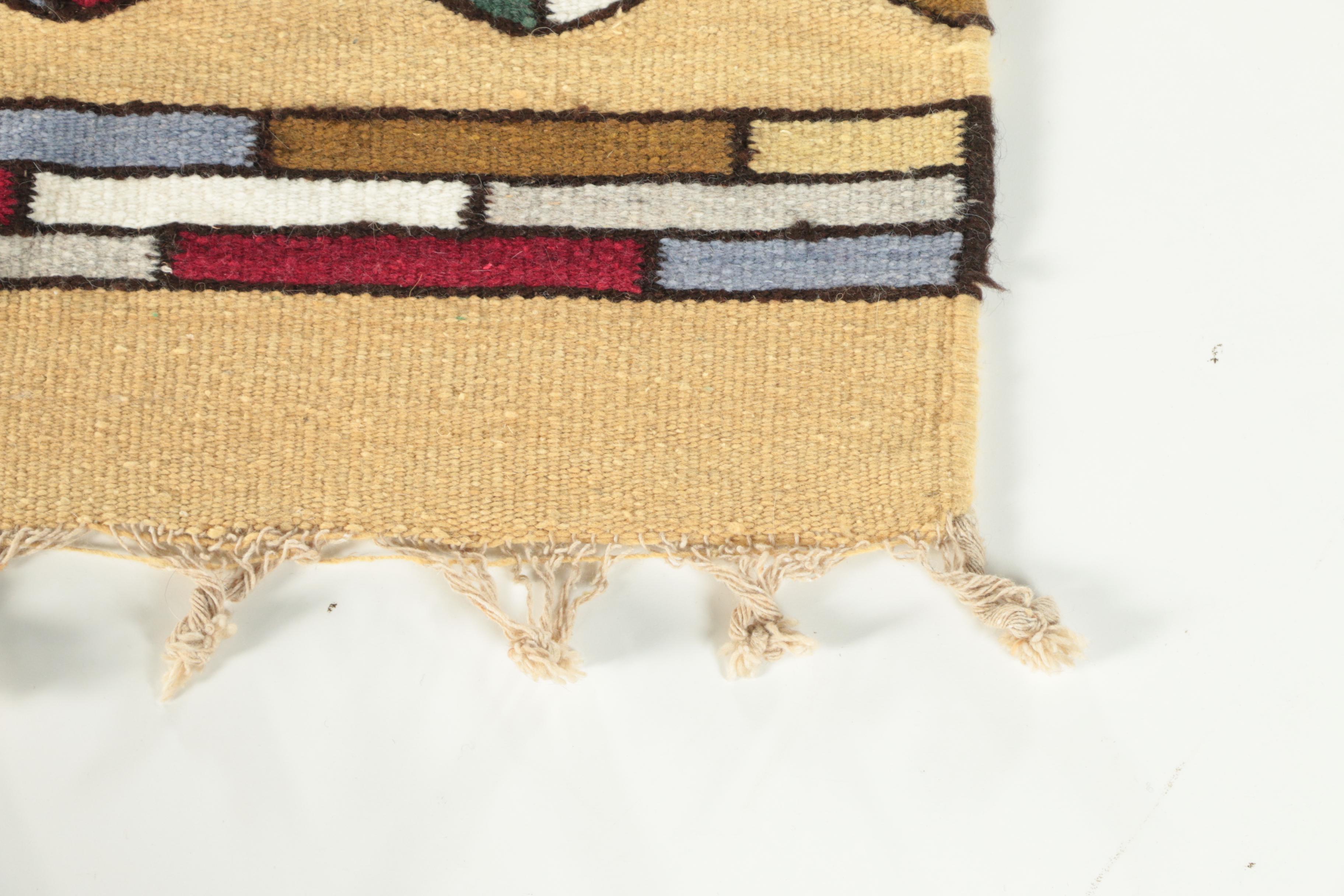 Mid-Century Handwoven Rug/Wall Hanging in the Style of Joan Miró