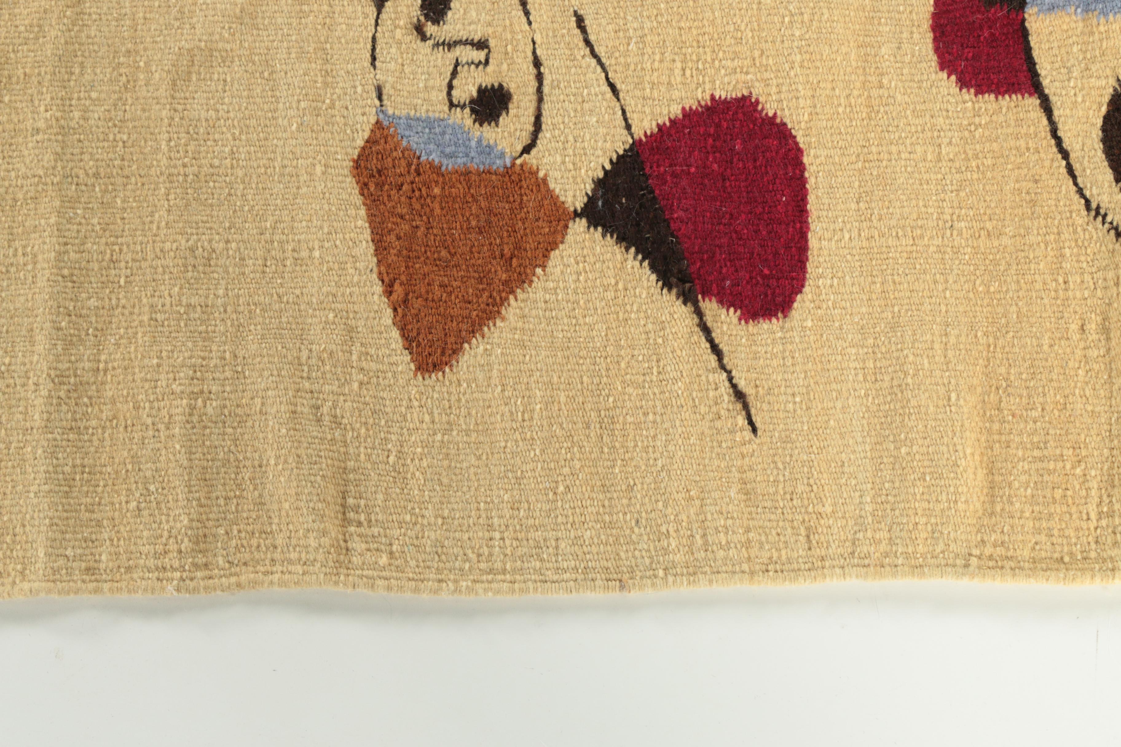 Mid-Century Handwoven Rug/Wall Hanging in the Style of Joan Miró