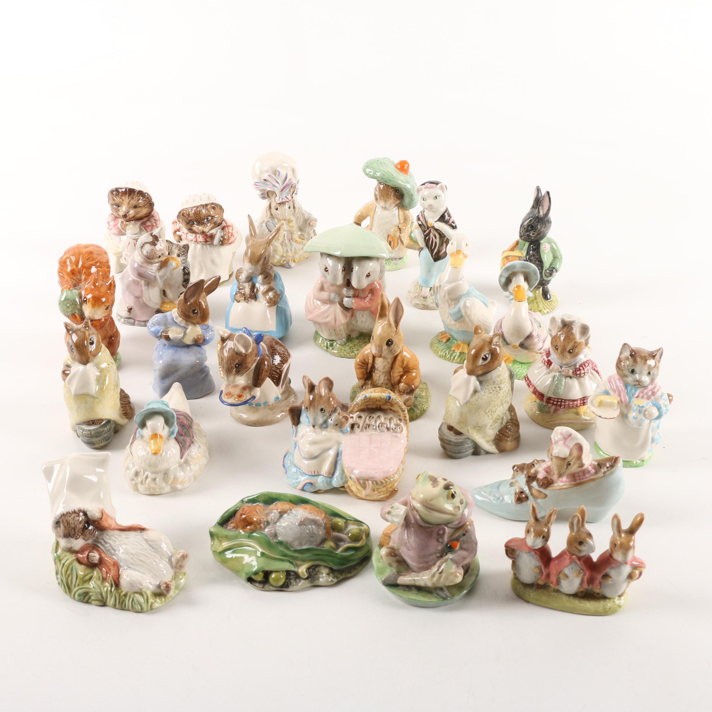 "Beatrix Potter" Porcelain Figurines including Beswick England and Royal Albert