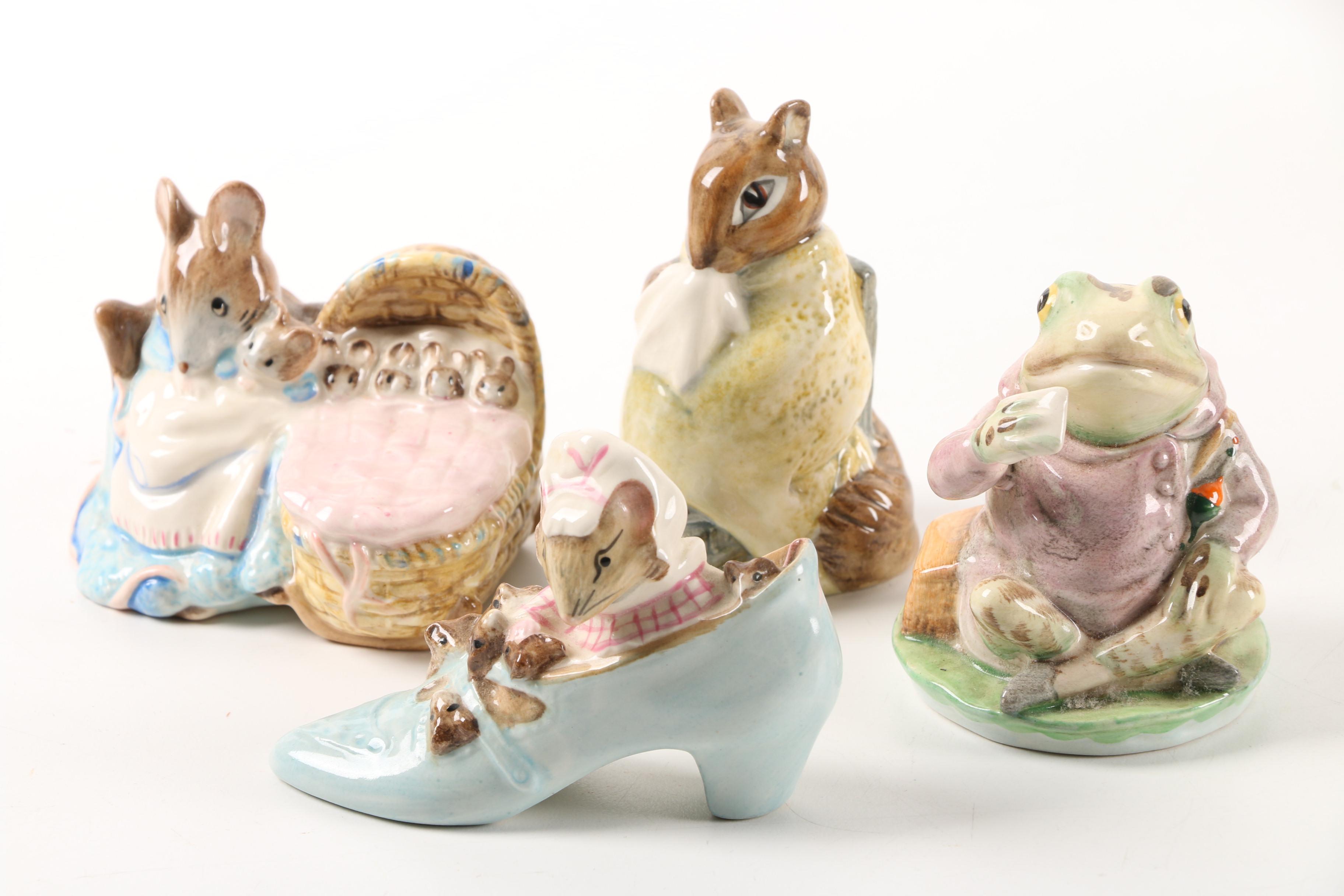 "Beatrix Potter" Porcelain Figurines including Beswick England and Royal Albert