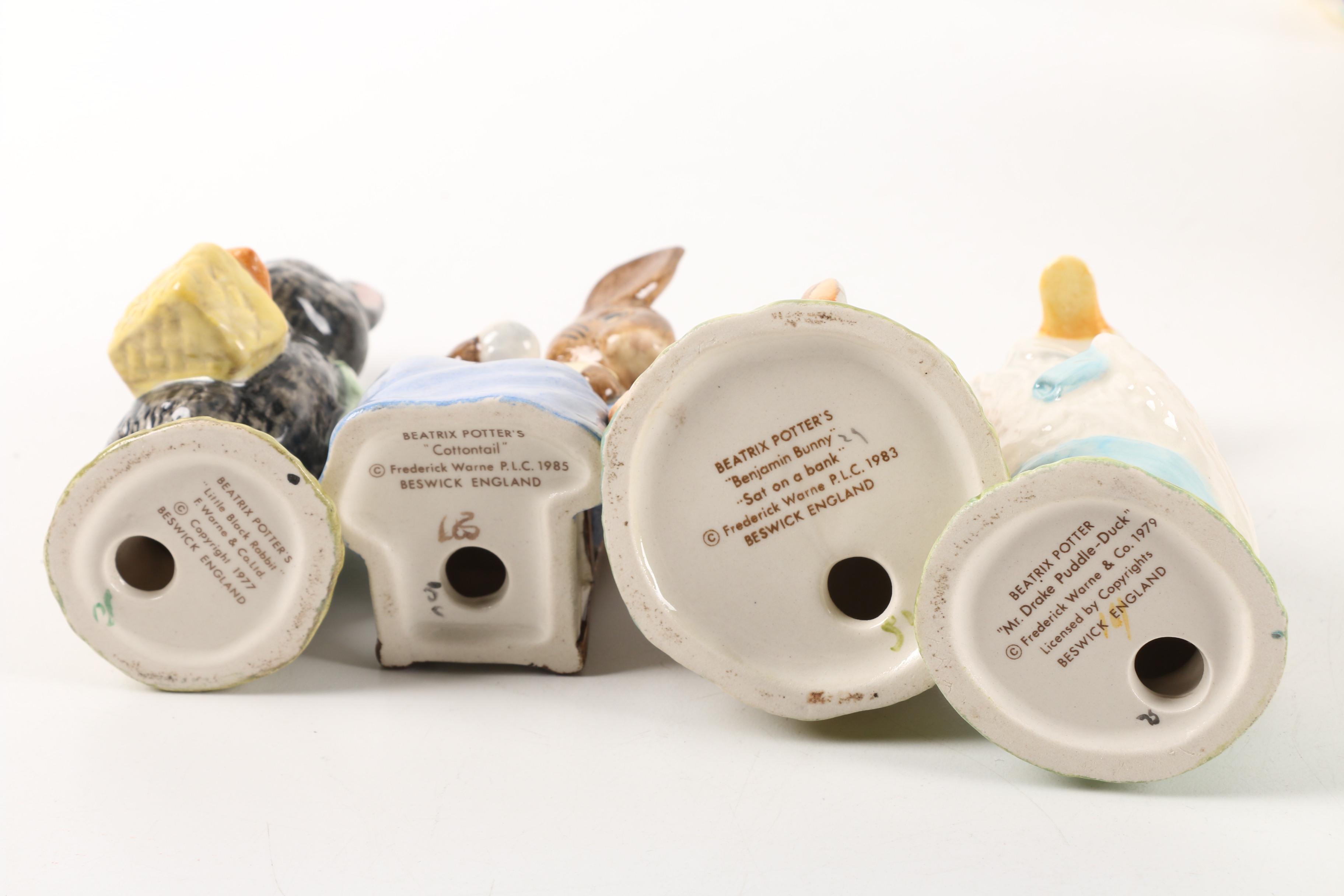 "Beatrix Potter" Porcelain Figurines including Beswick England and Royal Albert