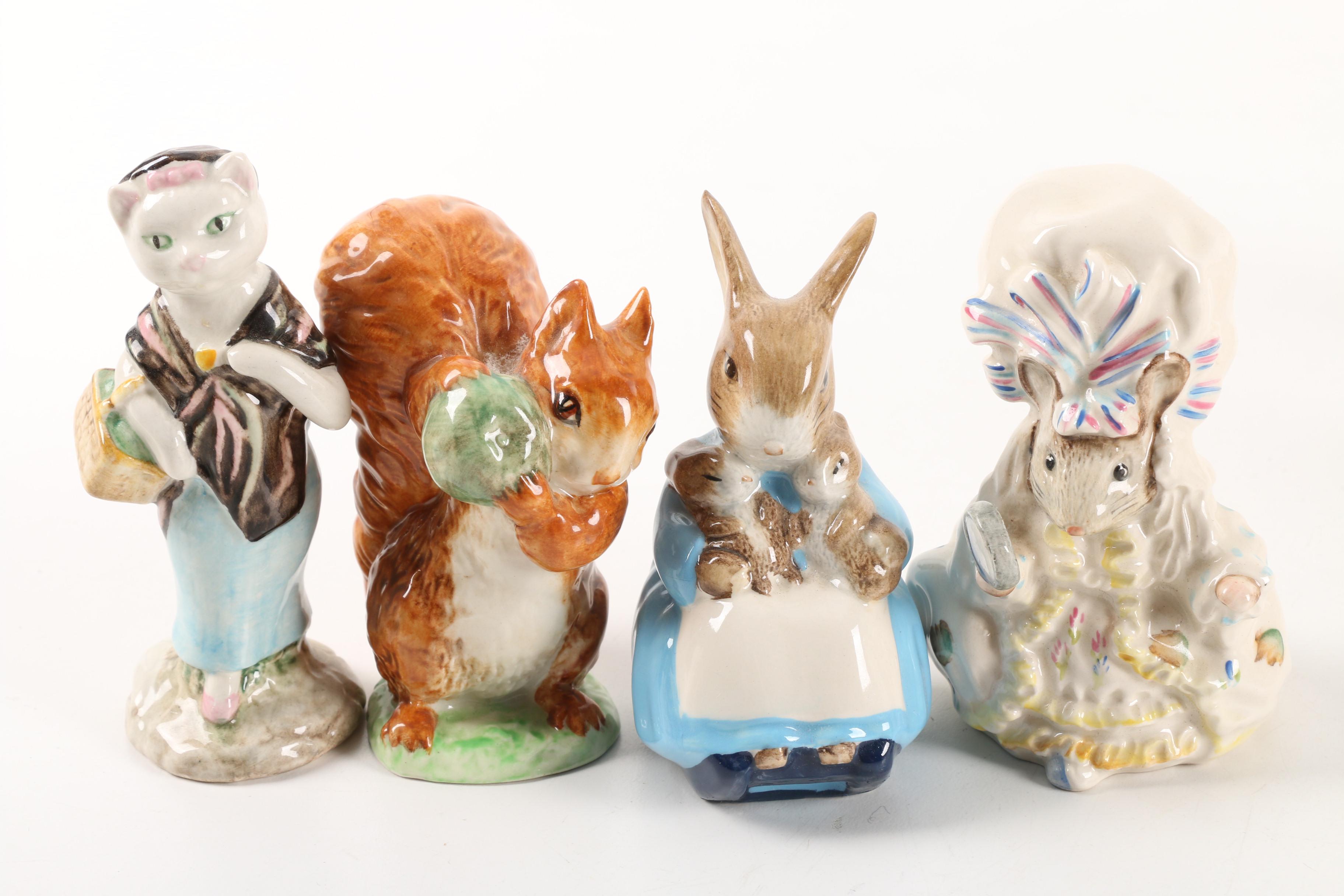 "Beatrix Potter" Porcelain Figurines including Beswick England and Royal Albert