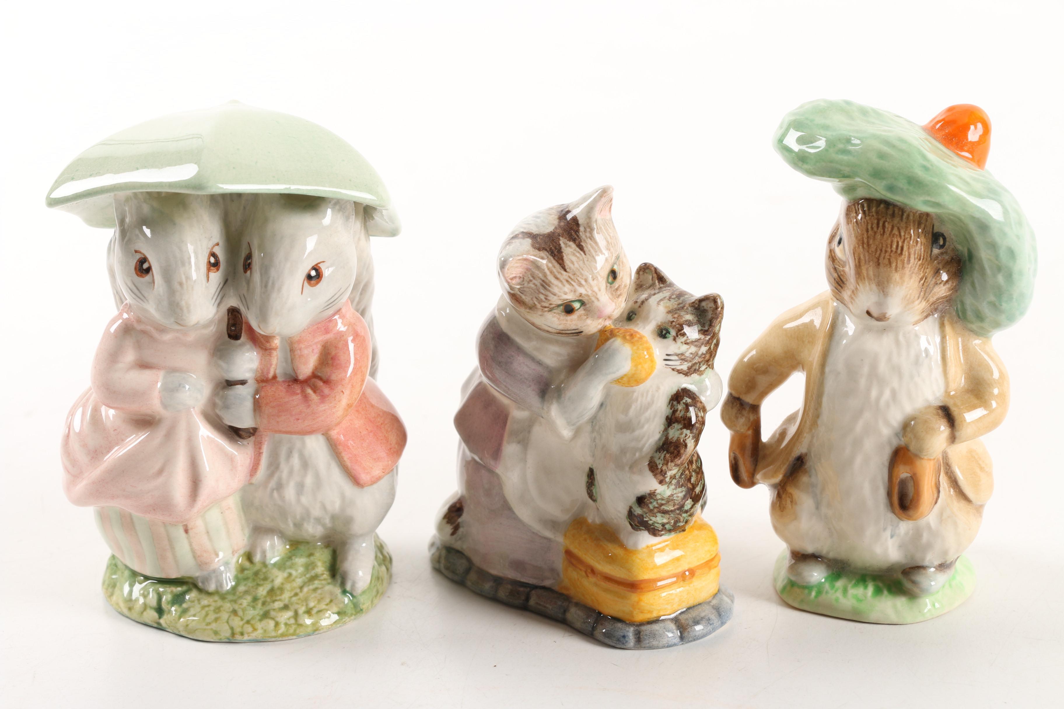 "Beatrix Potter" Porcelain Figurines including Beswick England and Royal Albert