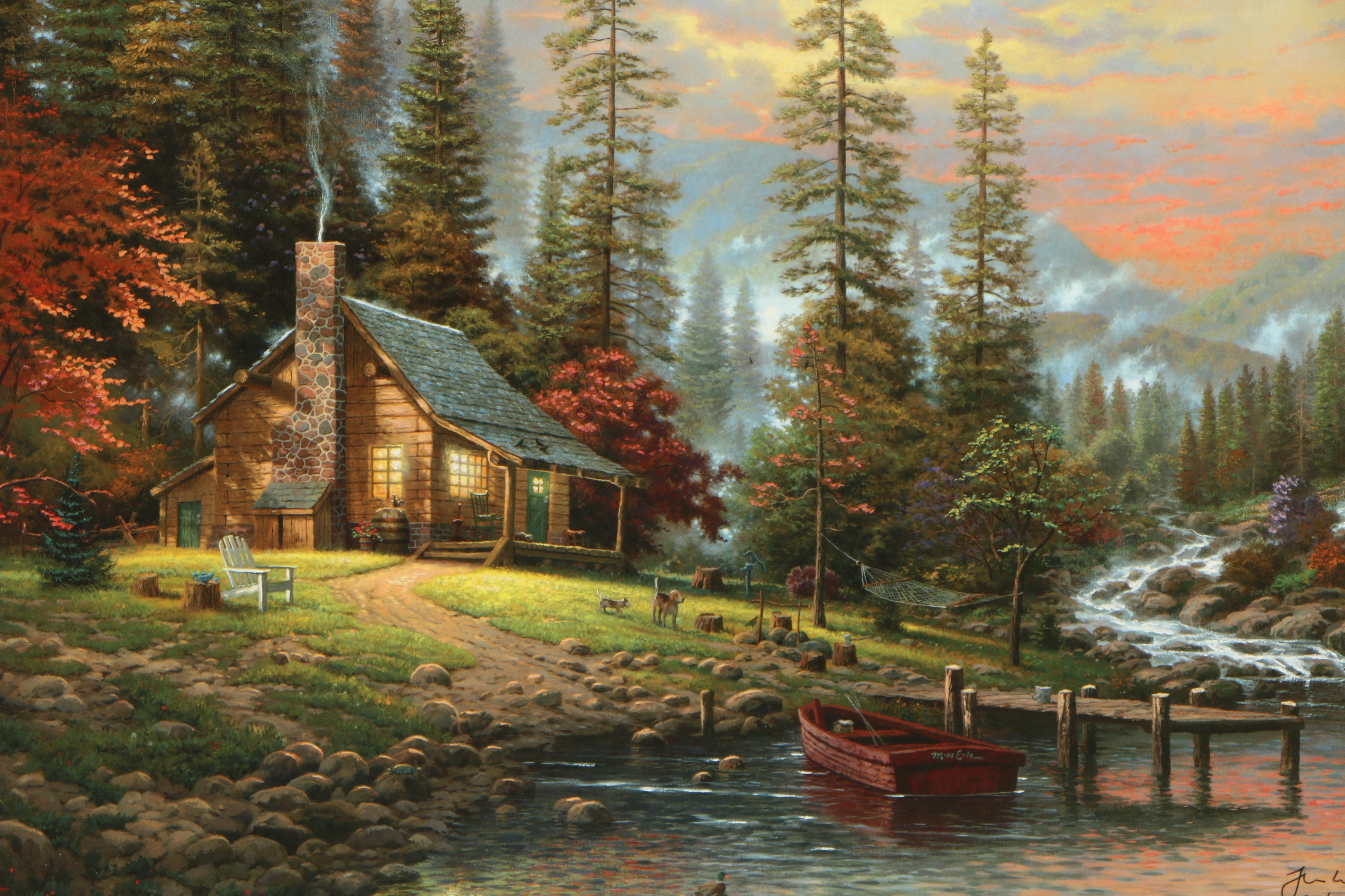 Thomas Kinkade Limited Edition Offset Lithograph "A Peaceful Retreat"