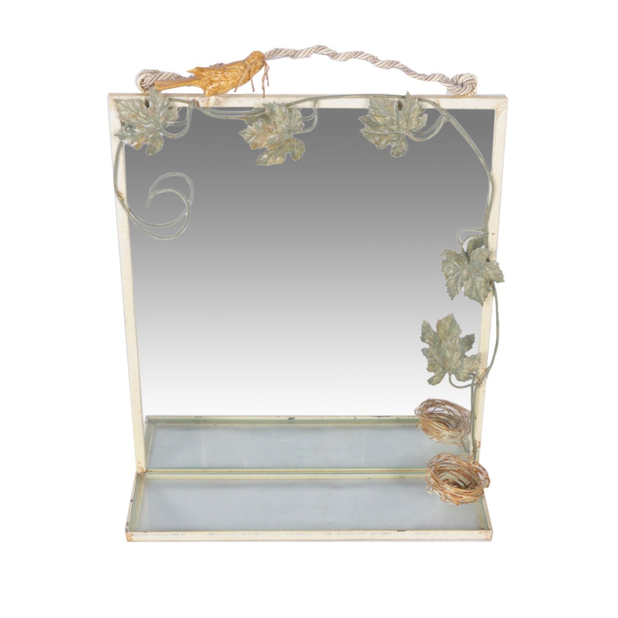 Contemporary Nature Themed Hall Mirror with Shelf