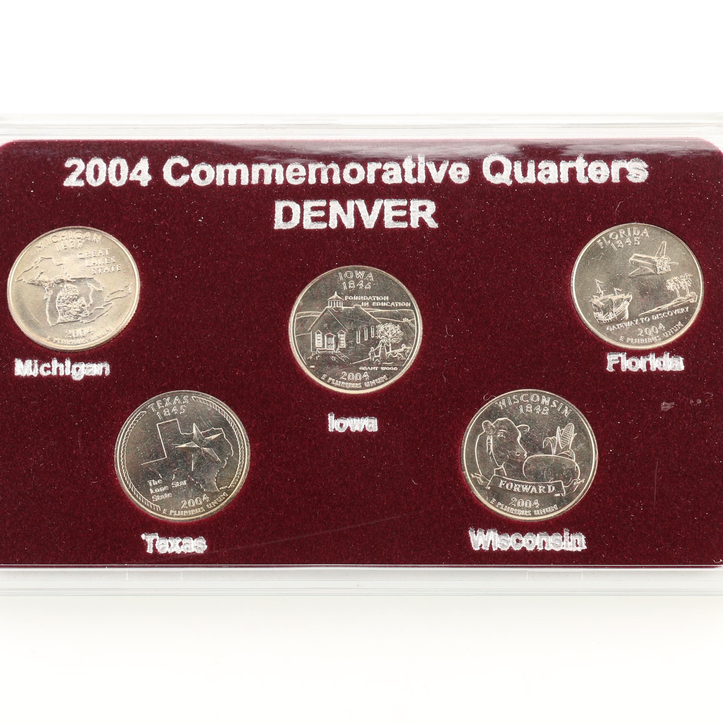 Group of Twenty-Five Denver Mint Statehood Quarters from 2004-2008