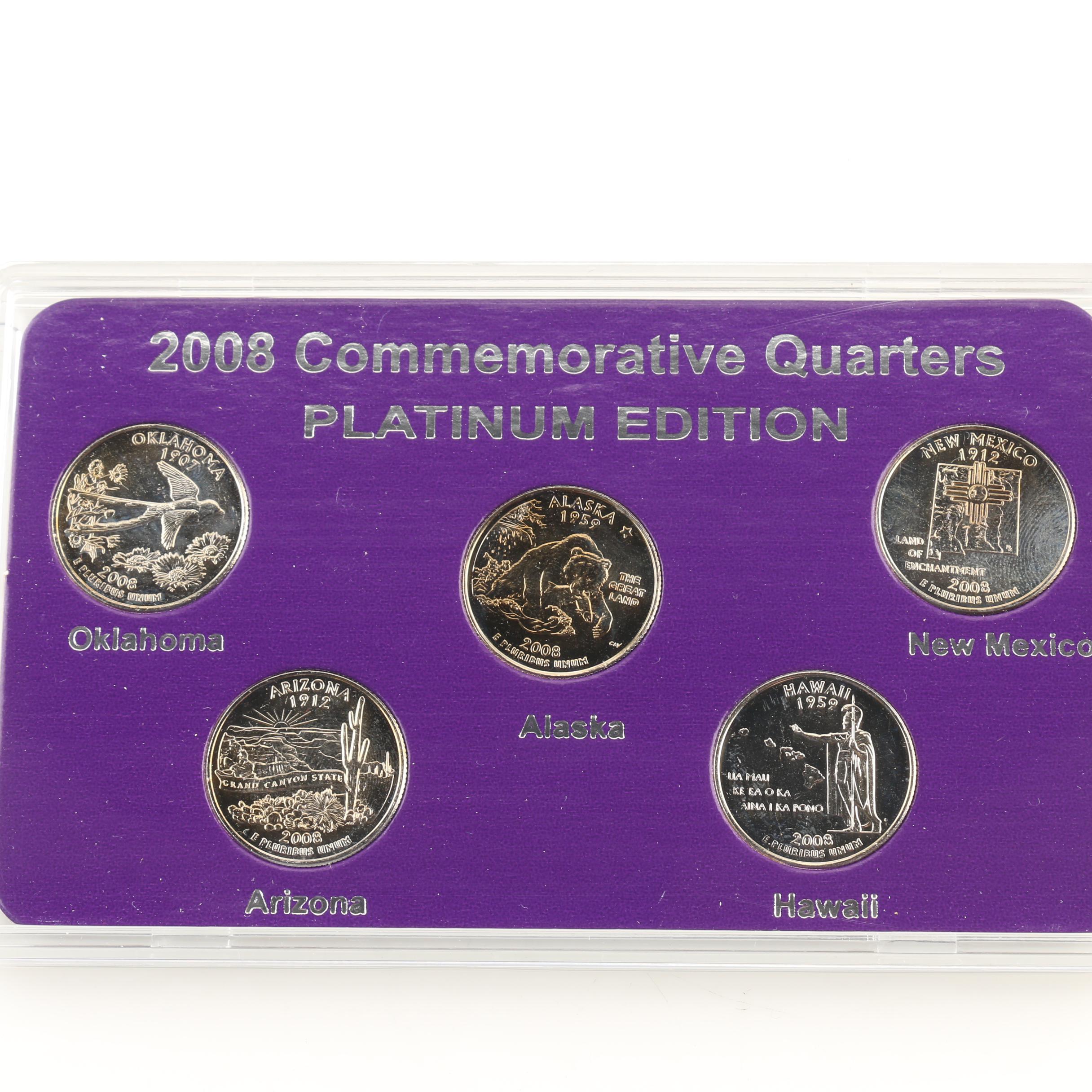 Group of Twenty-Five Platinum Edition Statehood Quarters from 2004-2008