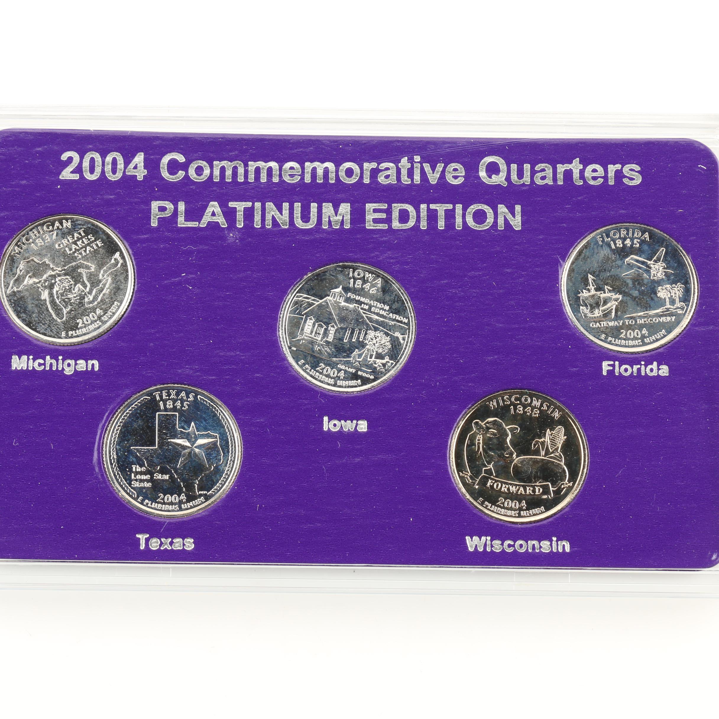 Group of Twenty-Five Platinum Edition Statehood Quarters from 2004-2008