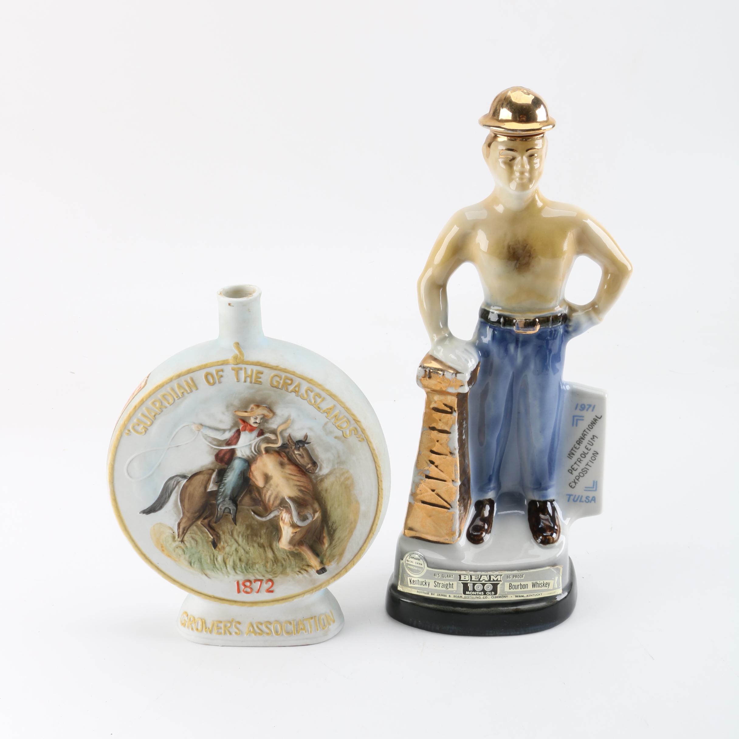 Last Chance and Jim Beam Bourbon Decanters