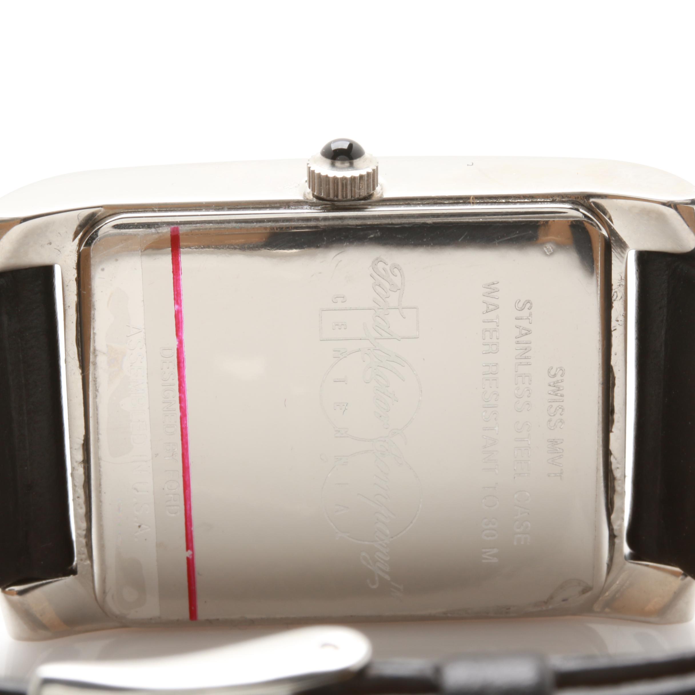Ford Motor Co. Centennial Stainless Steel Leather Watch with Key Chain