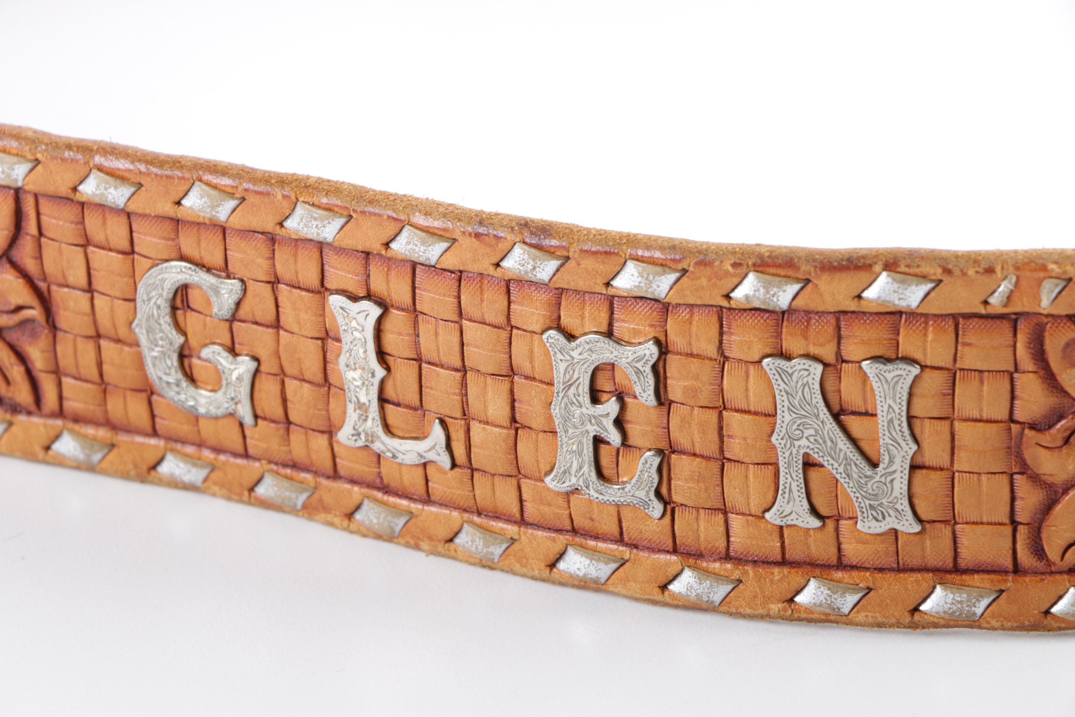 996 National Finals Rodeo Sterling Silver Belt Buckle & Hand-Tooled Leather Belt