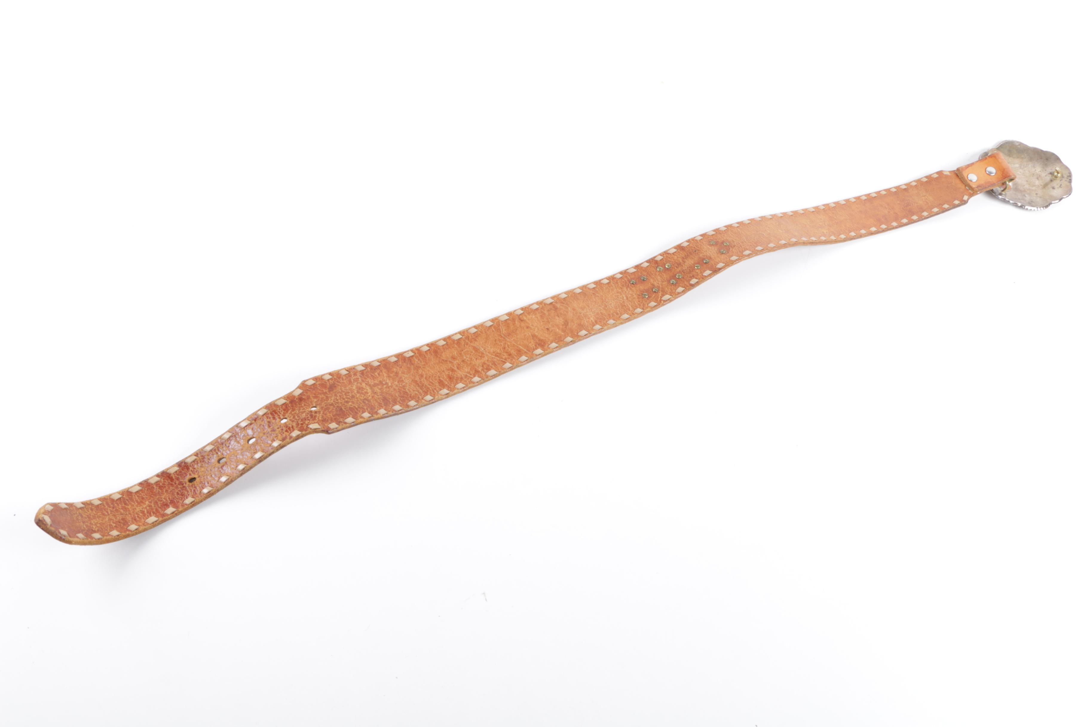 996 National Finals Rodeo Sterling Silver Belt Buckle & Hand-Tooled Leather Belt