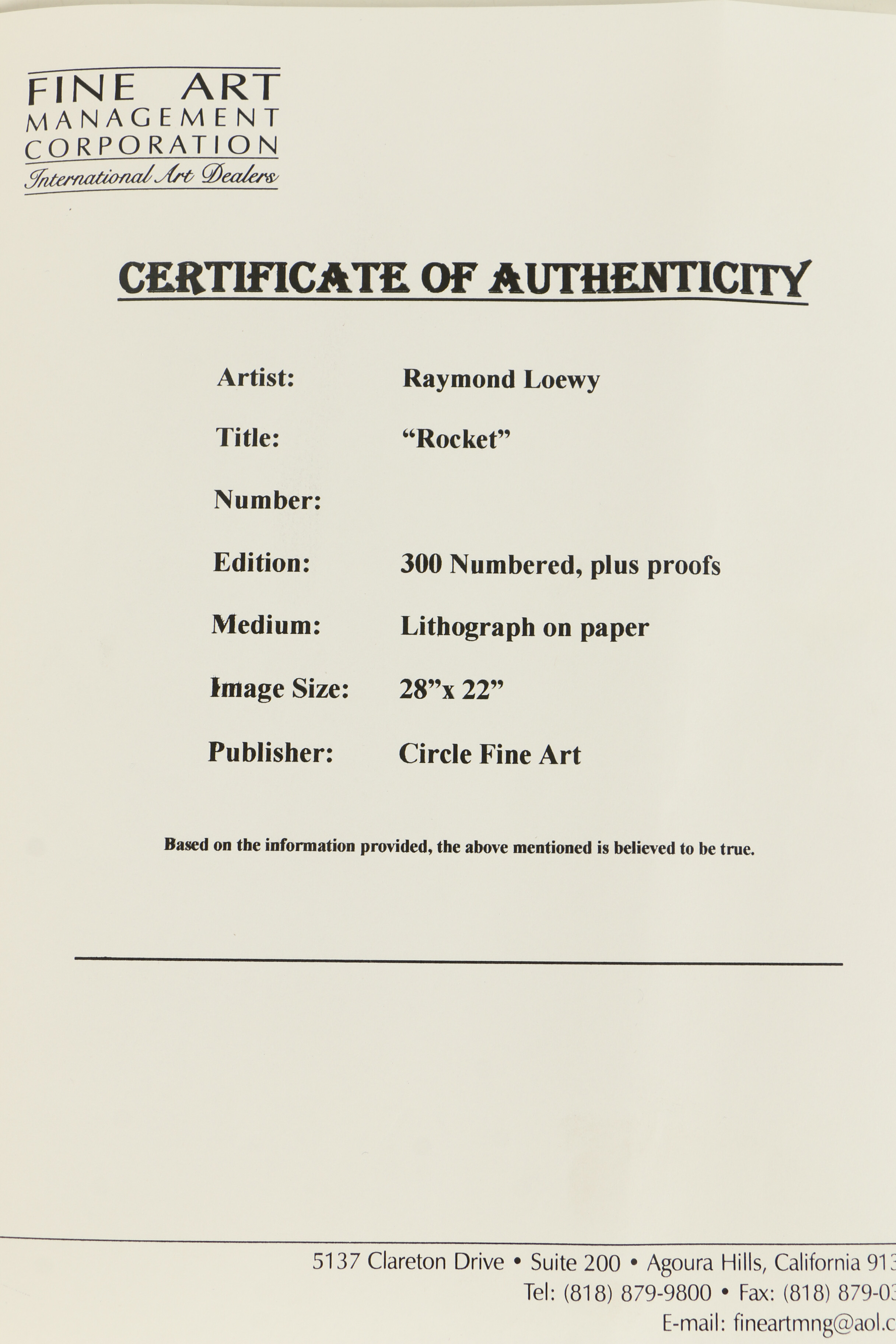 Raymond Loewy Lithograph "Rocket"