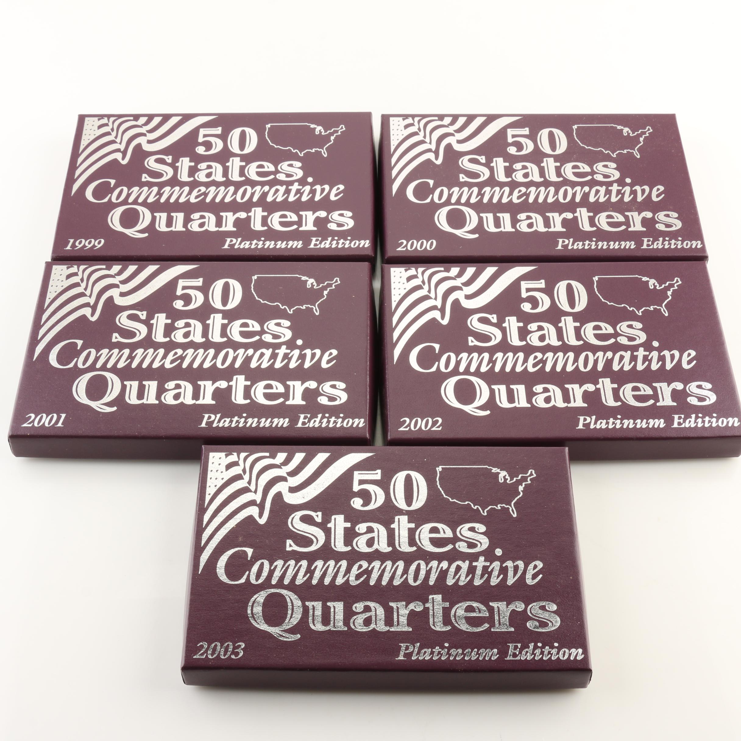 Group of Twenty-Five Platinum Edition Statehood Quarters from 1999-2003