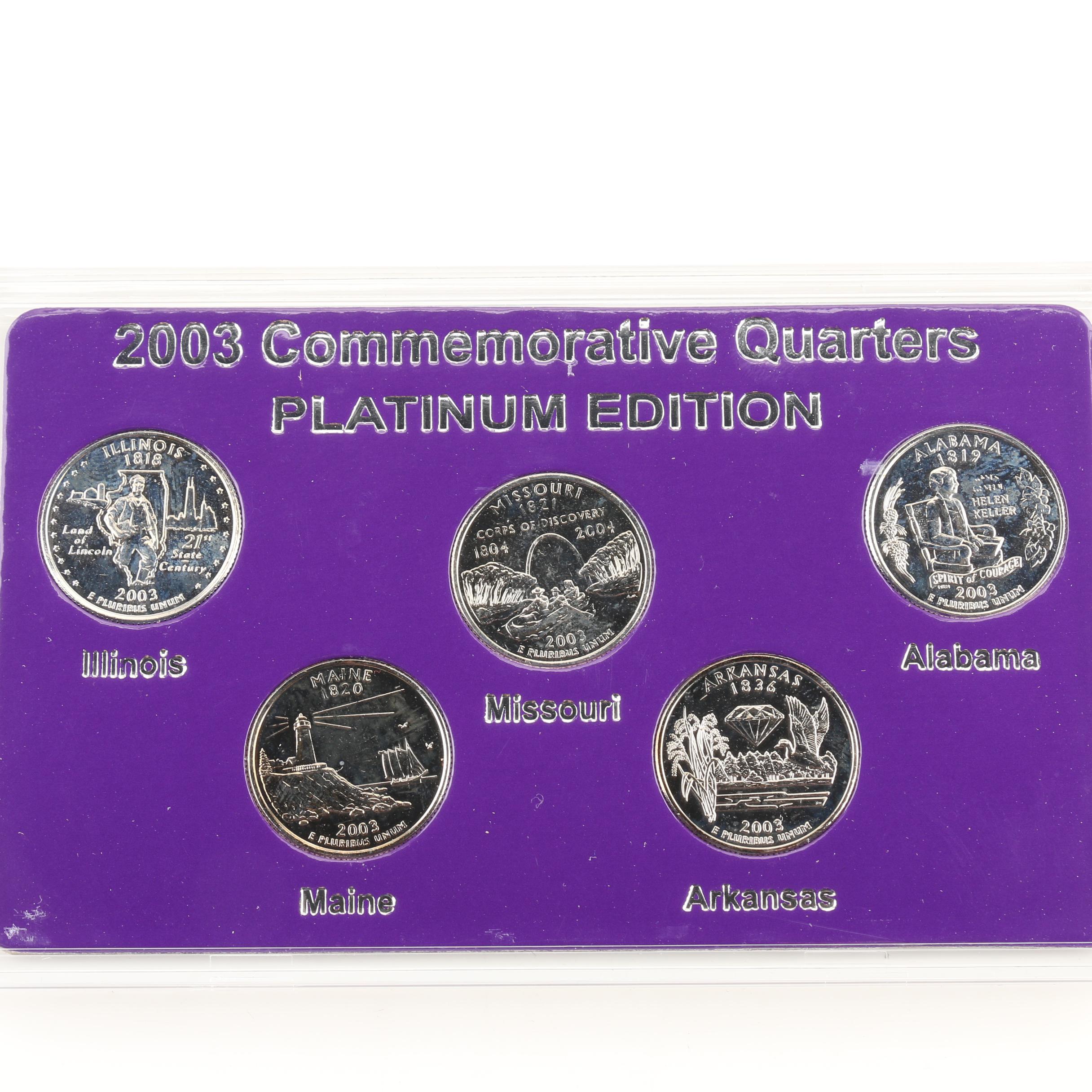 Group of Twenty-Five Platinum Edition Statehood Quarters from 1999-2003