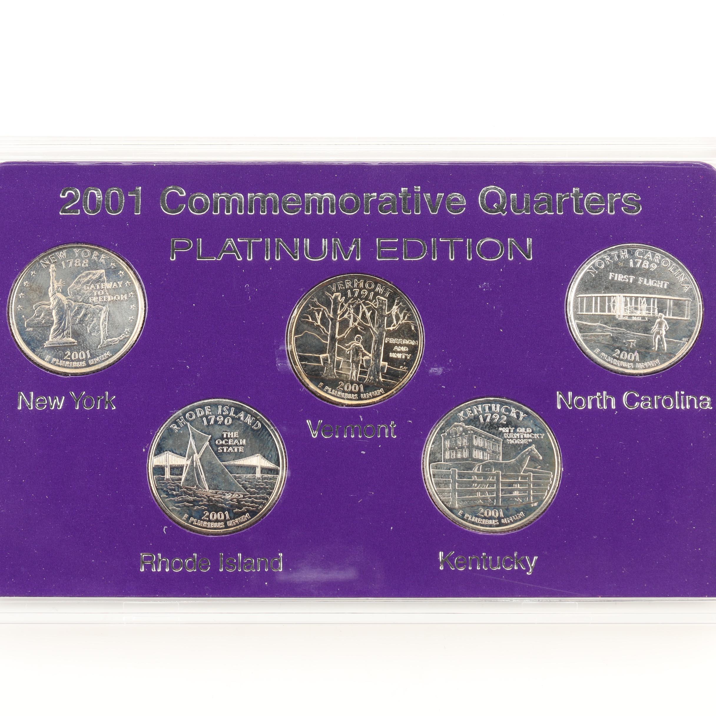 Group of Twenty-Five Platinum Edition Statehood Quarters from 1999-2003