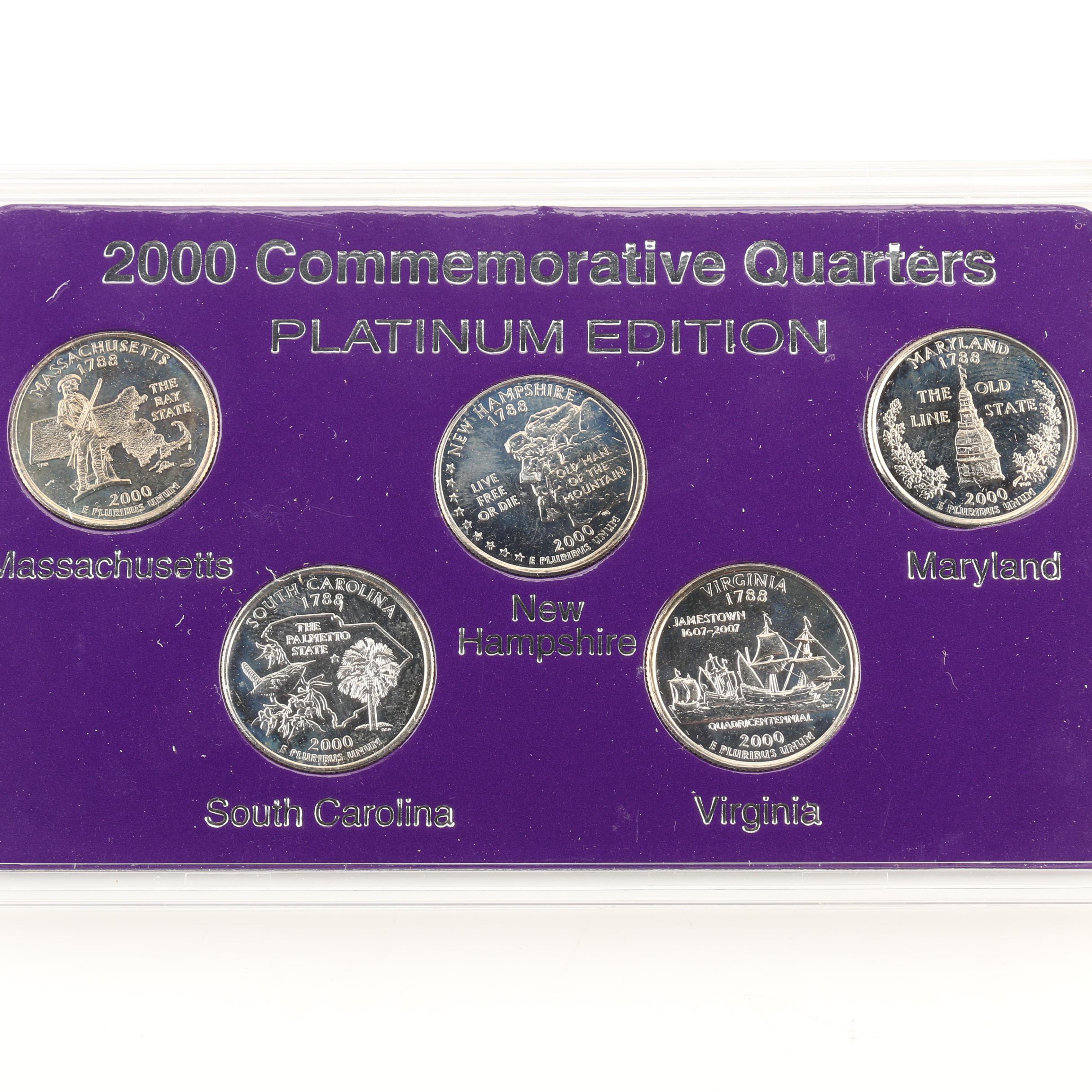 Group of Twenty-Five Platinum Edition Statehood Quarters from 1999-2003