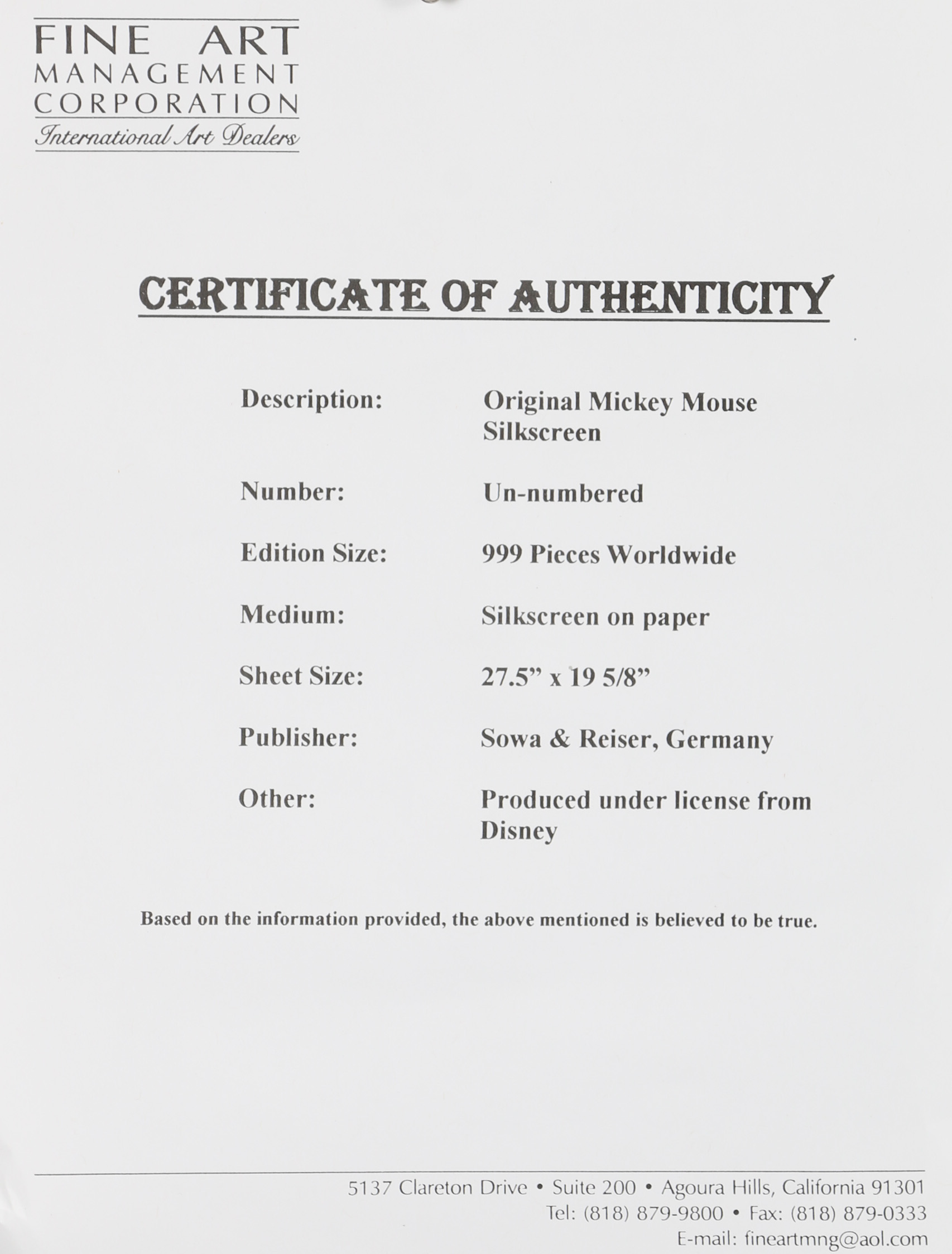 Sowa and Reiser Serigraph of Mickey Mouse on Ice Skates