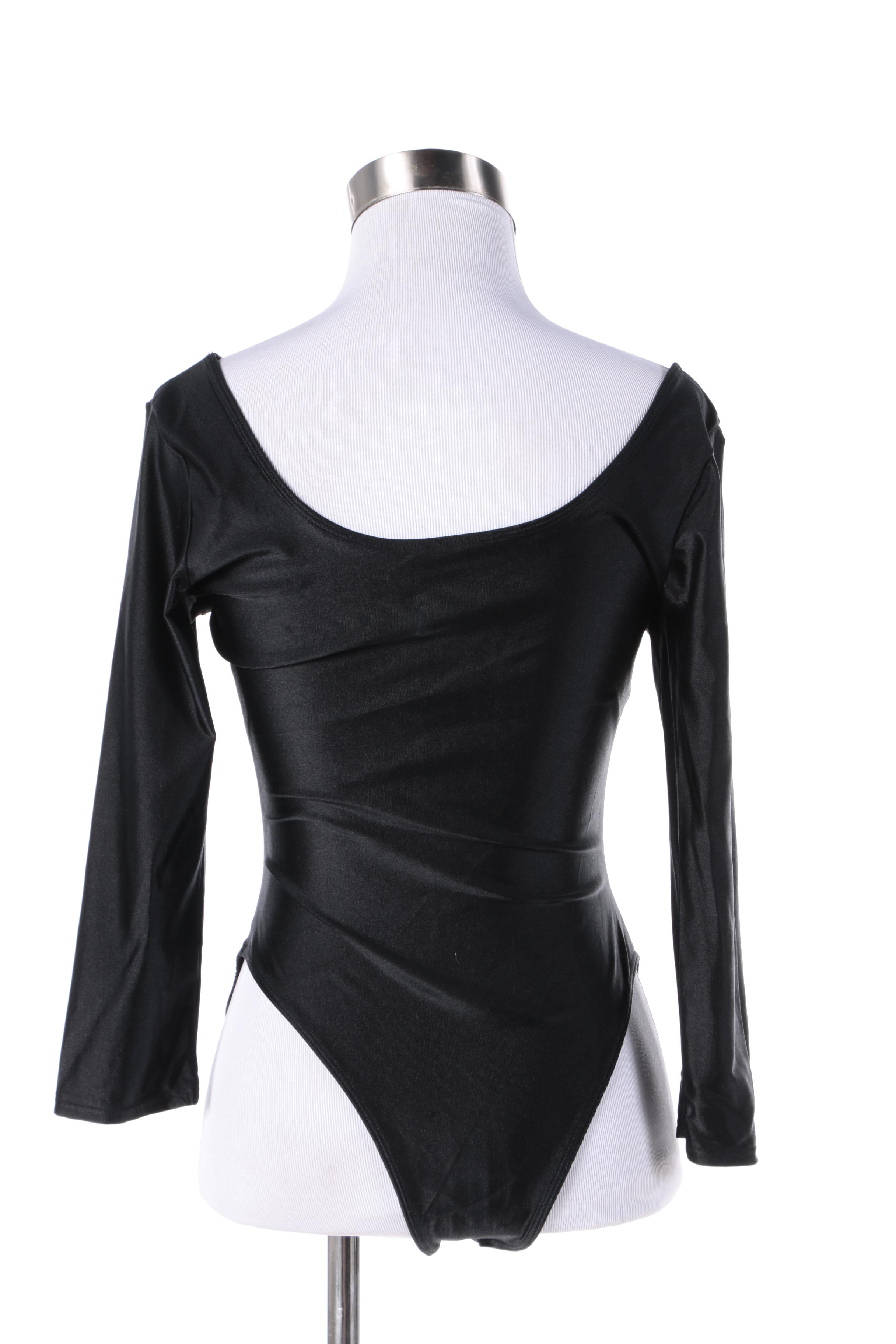 Danskin Black Poly-Blend Leotard and Feathered Boas