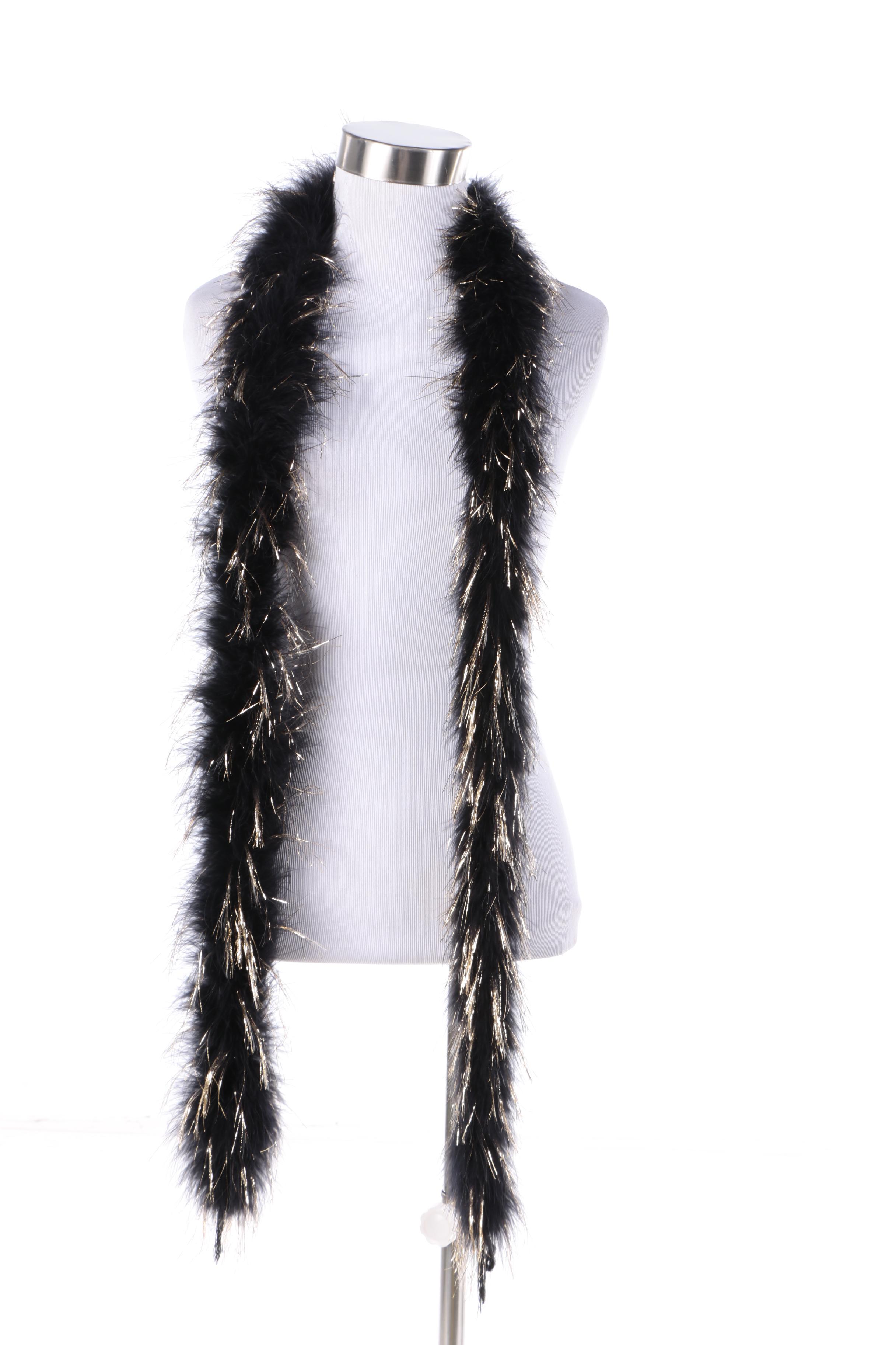 Danskin Black Poly-Blend Leotard and Feathered Boas