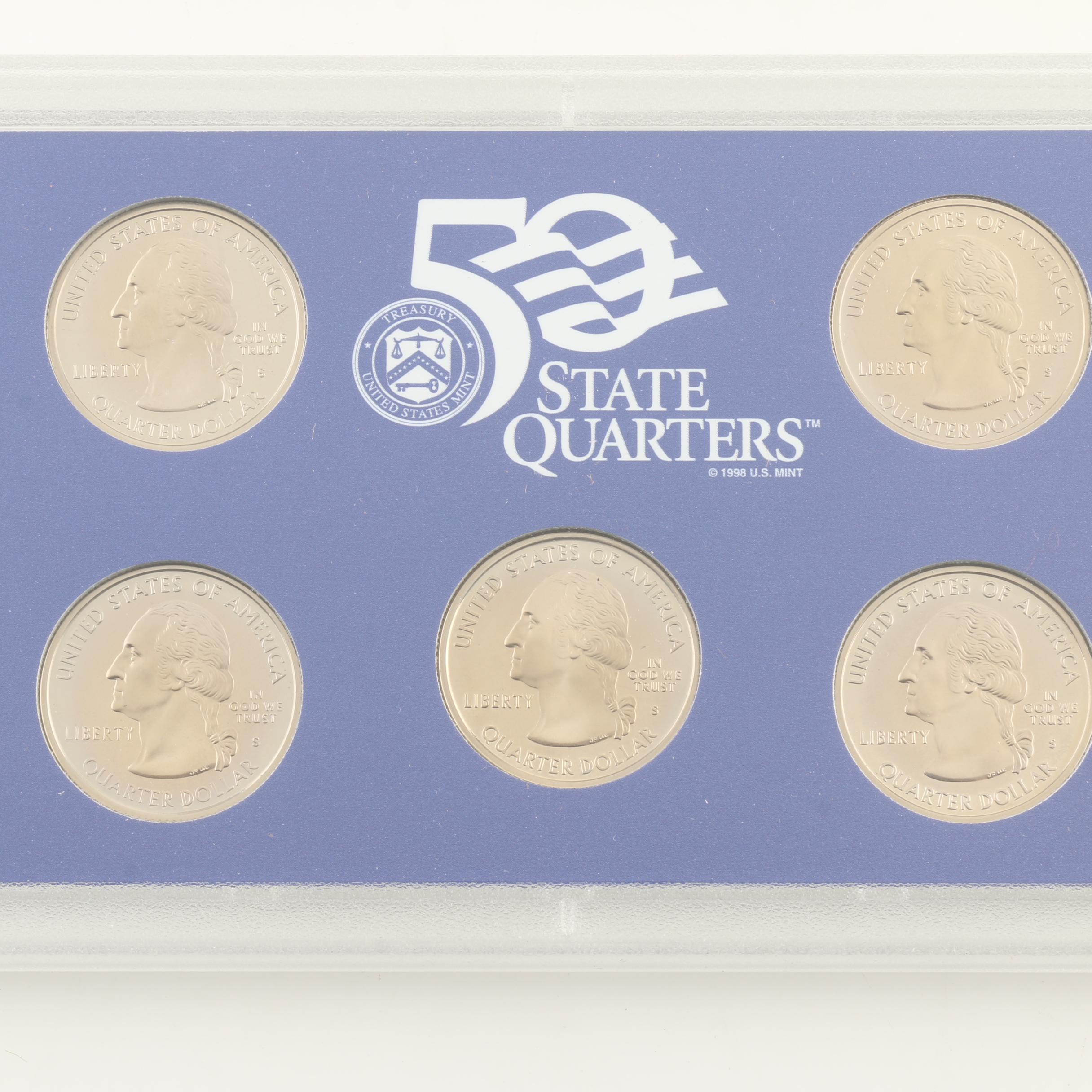 Group of Three U.S. Mint Proof Sets and  Whitman Folder of 66 Jefferson Nickels