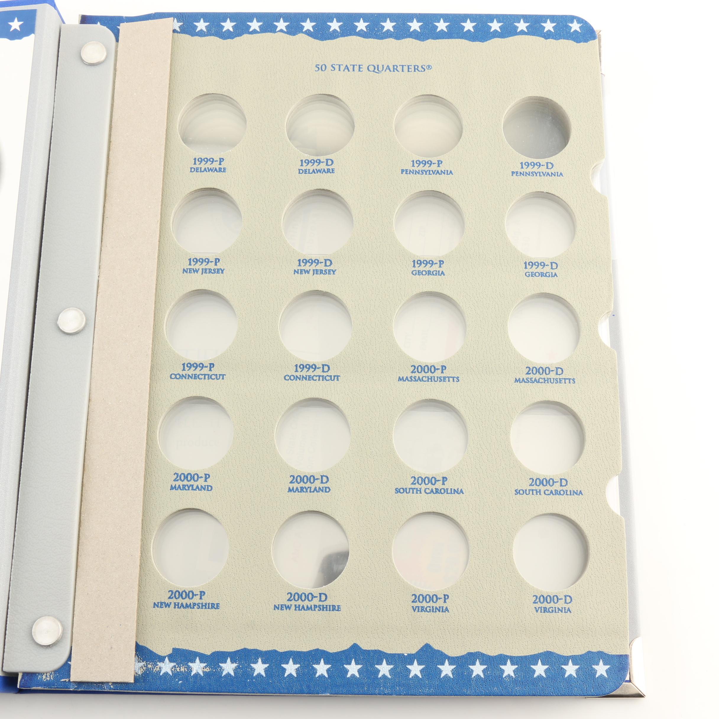 Group of 101 Various U.S. Statehood Quarters and  U.S. Mint State Quarter Folder