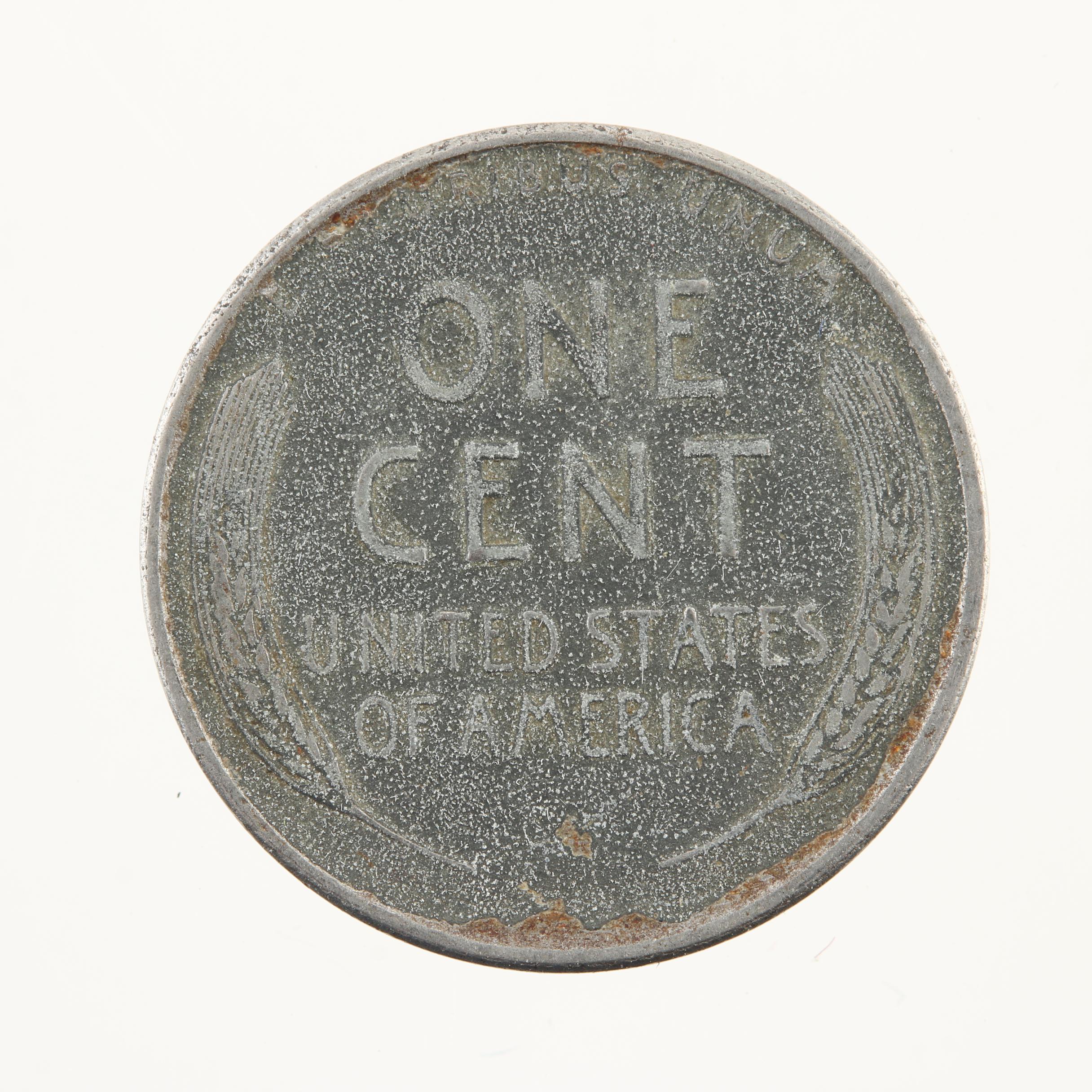 Group of Thirteen Wartime Steel Lincoln Cents and a Buffalo Nickel