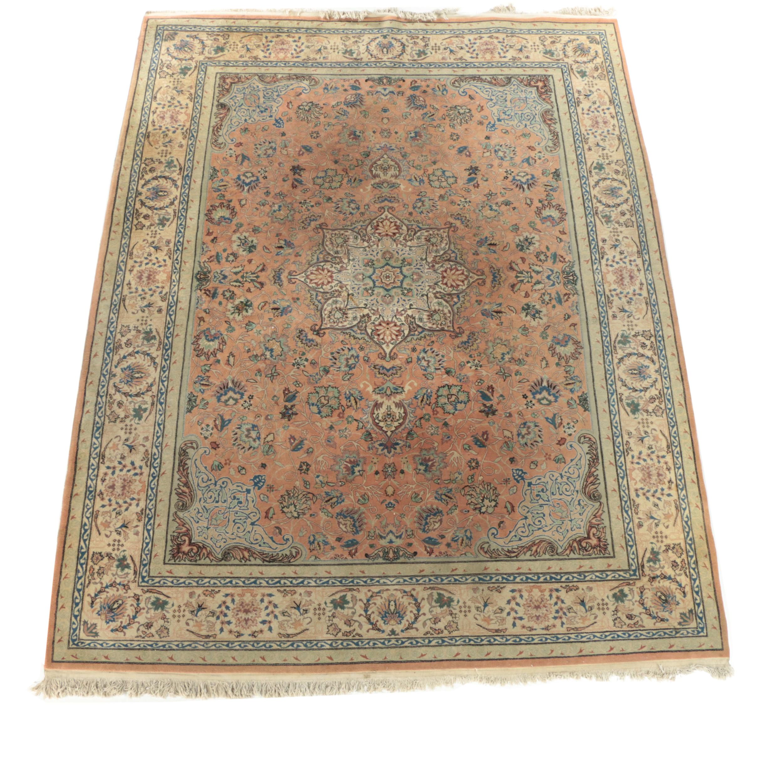 Finely Hand-Knotted Persian Tabriz Wool Room Sized Rug