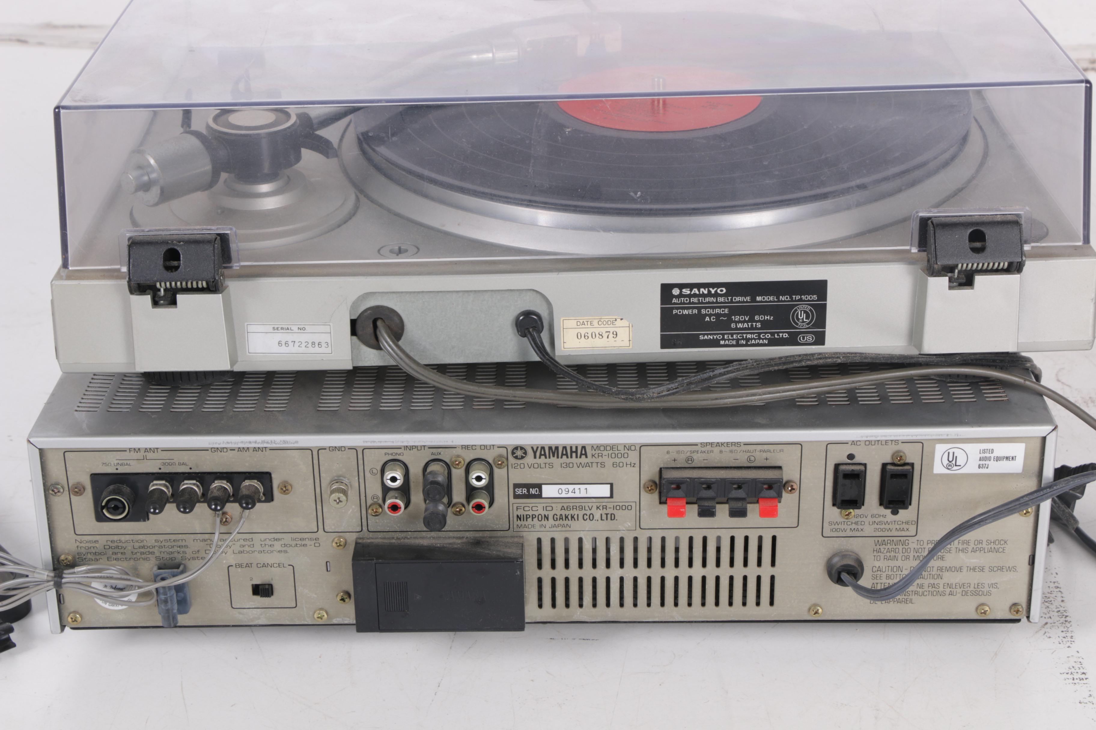 Sanyo Belt Drive TP-1005 Turntable and Yamaha KR-1000 Receiver