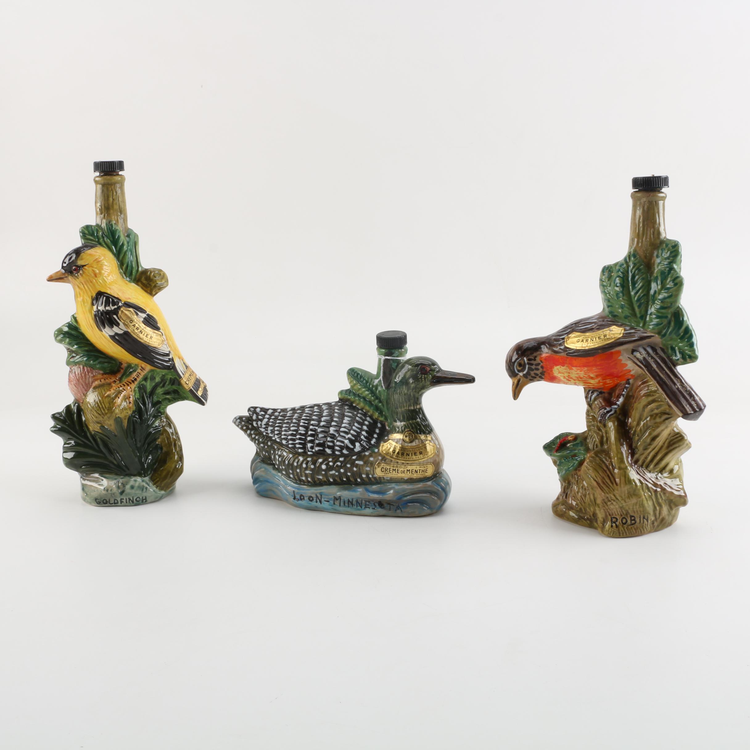 1970 Garnier Liqueurs State Bird Ceramic Decanters