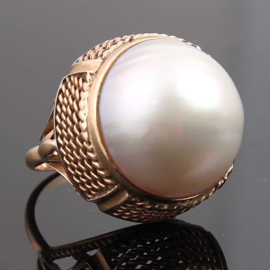 14K Yellow Gold Mabé Pearl Ring